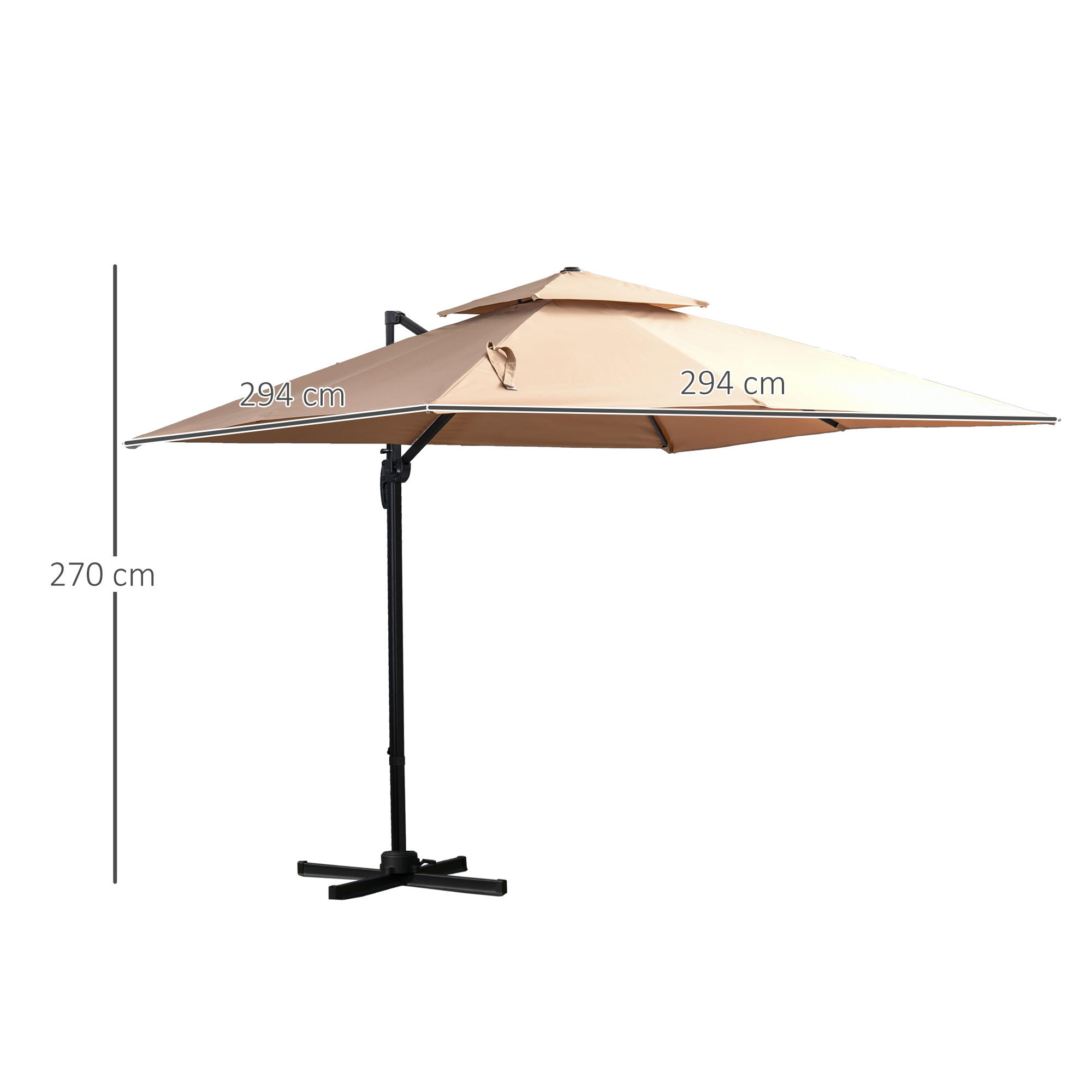 Sombrilla de camping Outsunny 294x294x270 cm Caqui 2/5