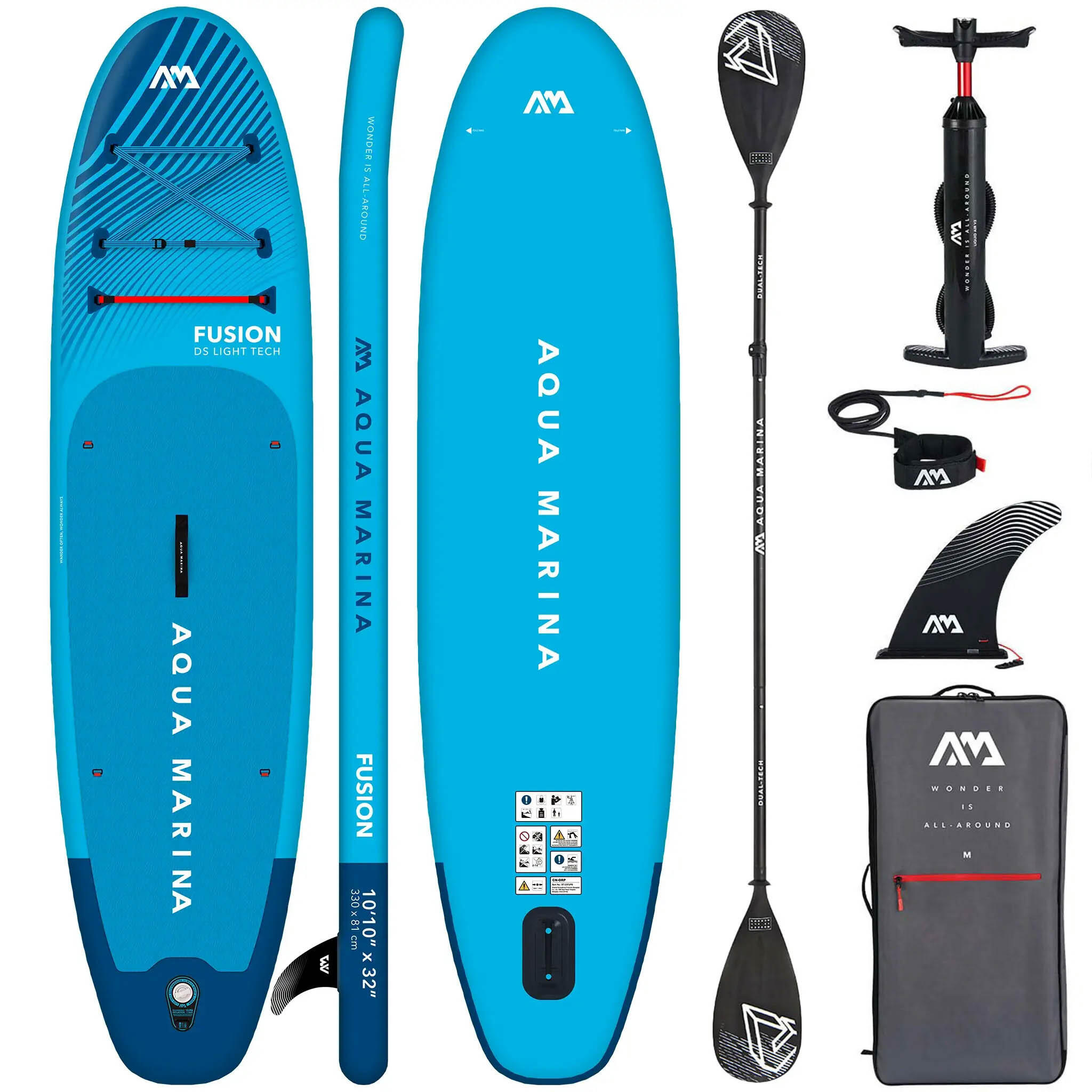 AQUA MARINA Aqua Marina Fusion 330 cm SUP zwemplank BLAUW + Dual-Tech peddel