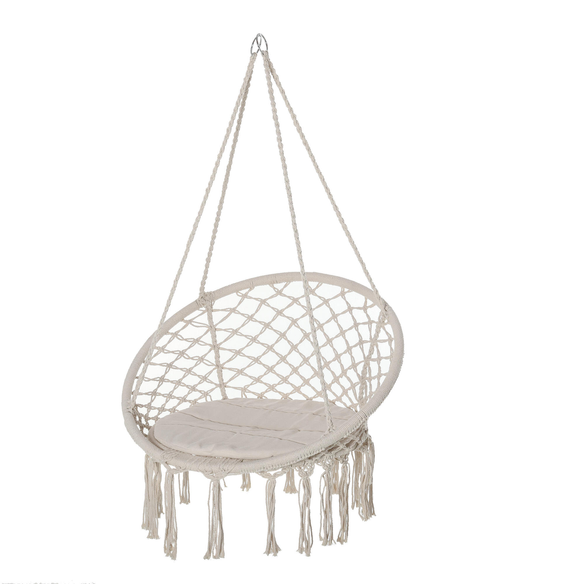 Cadeira Suspensa 80x80x42 cm Bege Outsunny