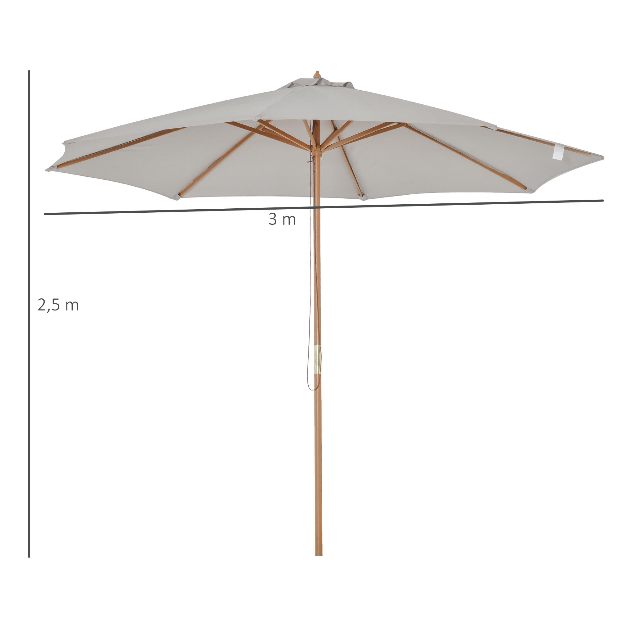 Sombrilla de camping Outsunny 300x300x250 cm Gris 3/7