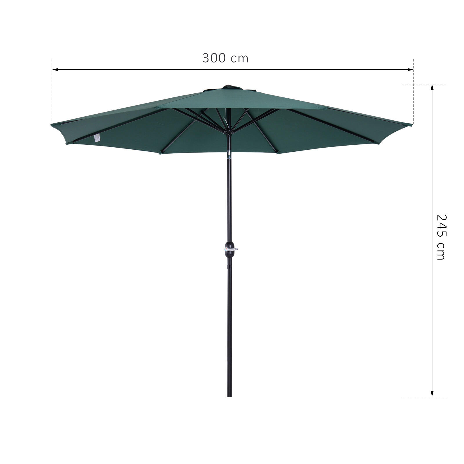 Sombrilla con inclinación Outsunny Ø300x250 cm verde 2/5
