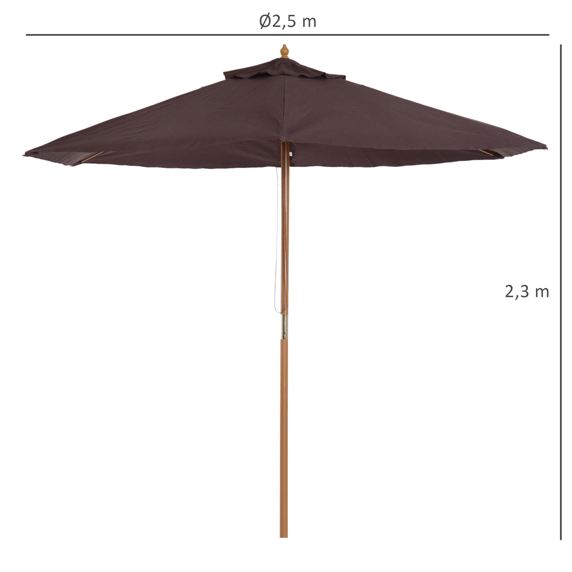 Parasol de camping Outsunny Ø250x230 cm Café 3/7