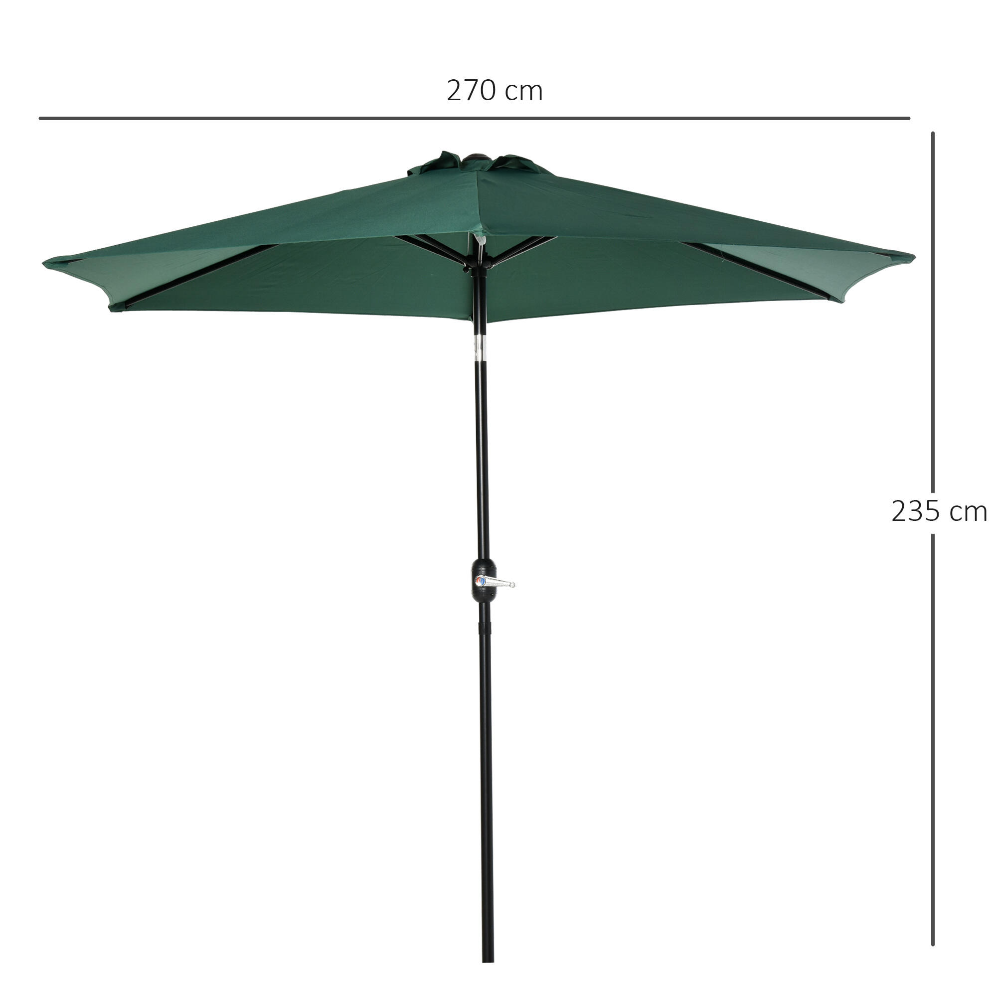 Sombrilla Outsunny 260x260x235 cm Verde 3/7