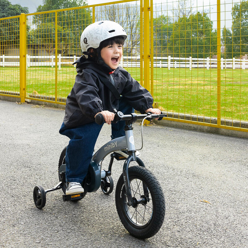 Qplay Miniby Vélo enfant 14 pouces - 3 en 1 - vélo d'équilibre - Crème