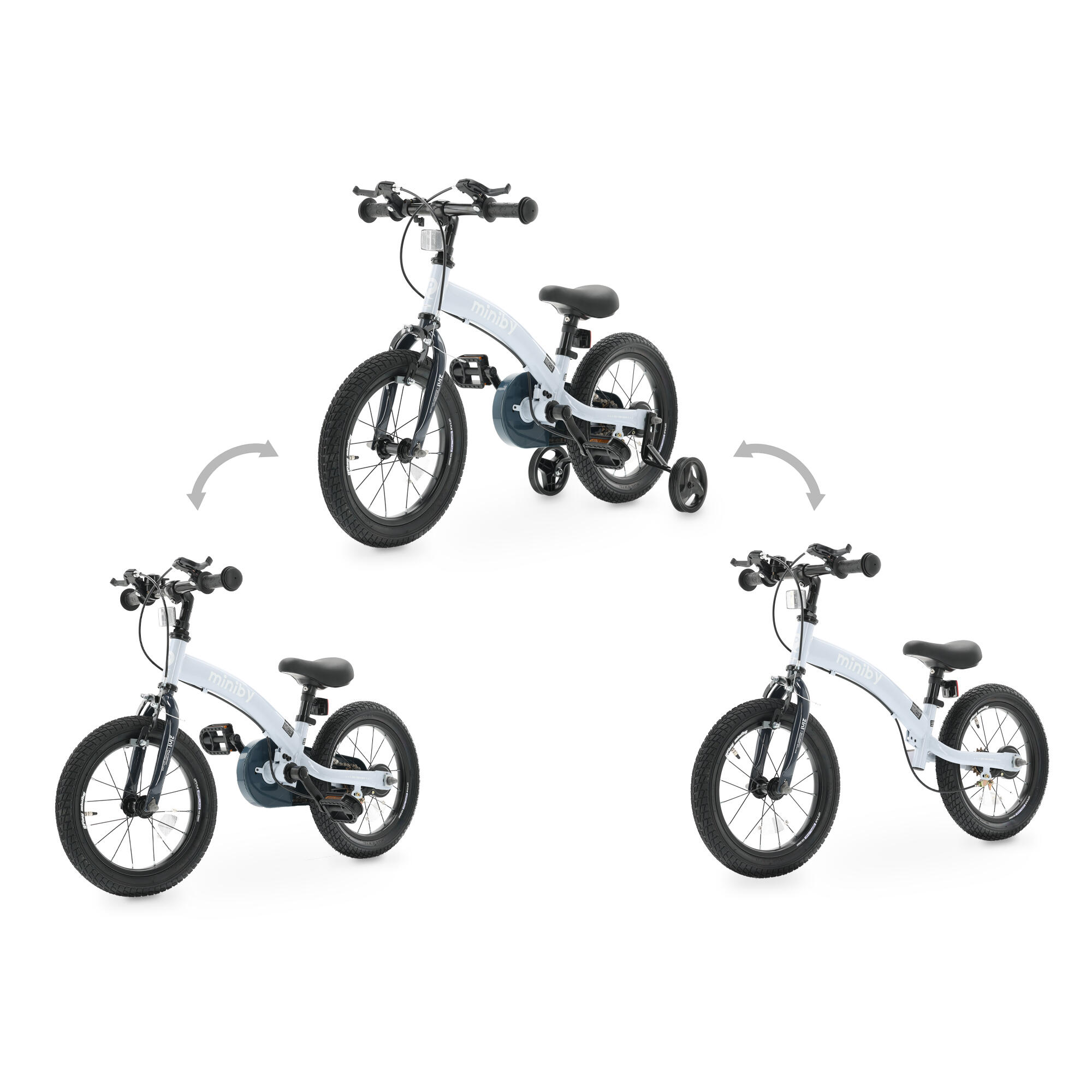 Qplay Miniby Kinderfiets 14 inch - 3 in 1 - loopfiets - Blauw 4/5