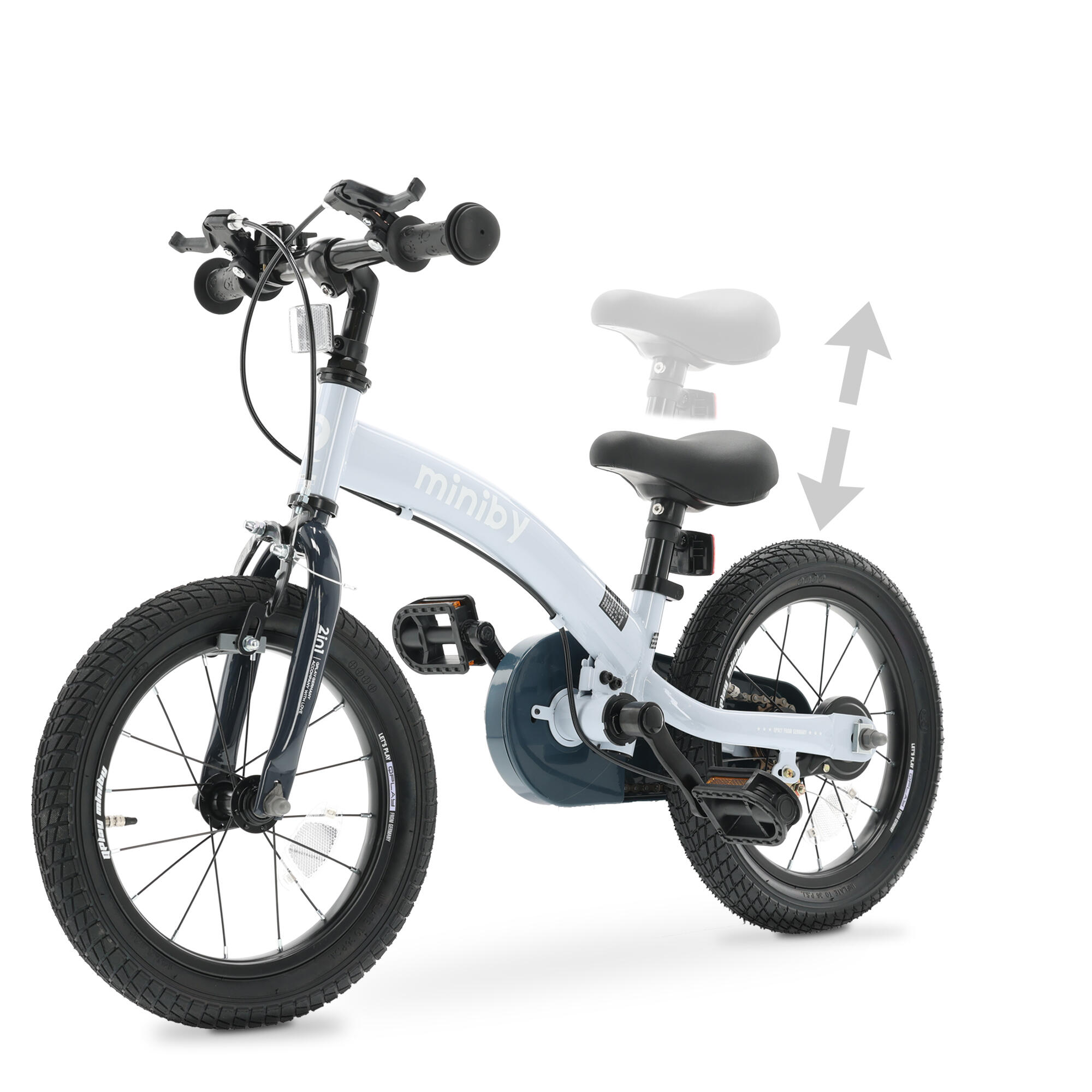 Qplay Miniby Kinderfiets 14 inch - 3 in 1 - loopfiets - Blauw 5/5