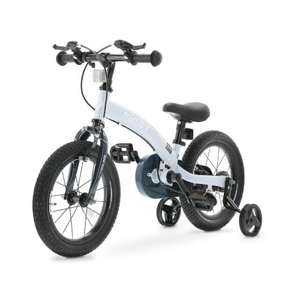 Qplay Miniby Kinderfahrrad 14 Zoll - 3 in 1 - Laufrad - Grau