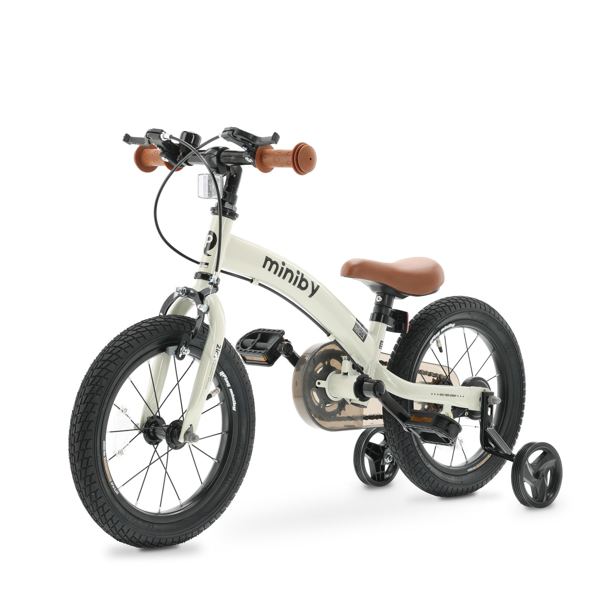 Qplay Miniby Bicicleta para crianças 14 polegadas - 3 em 1 - Creme