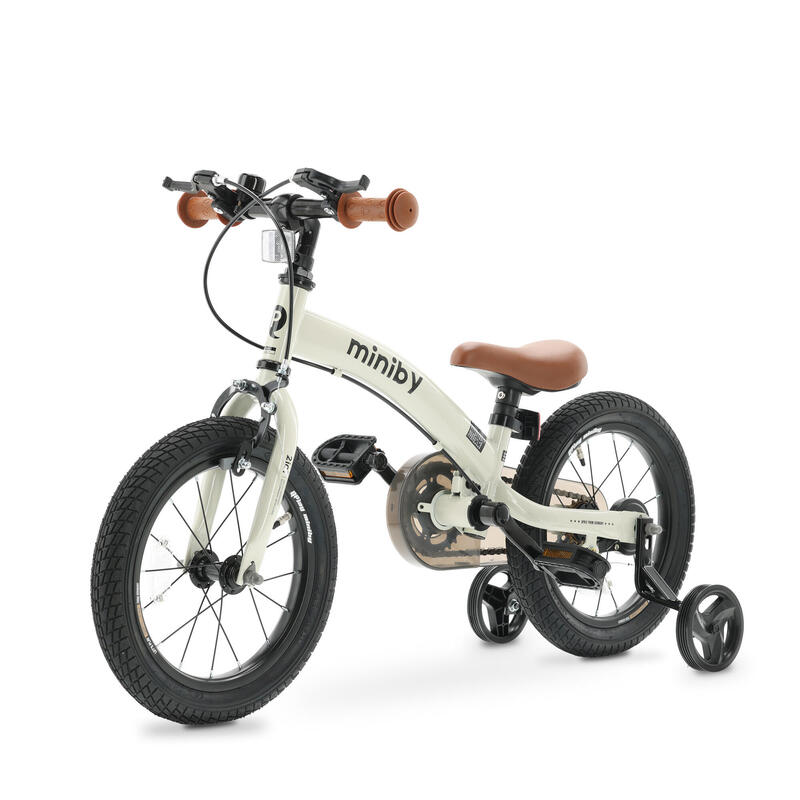 Qplay Miniby Vélo enfant 14 pouces - 3 en 1 - vélo d'équilibre - Crème