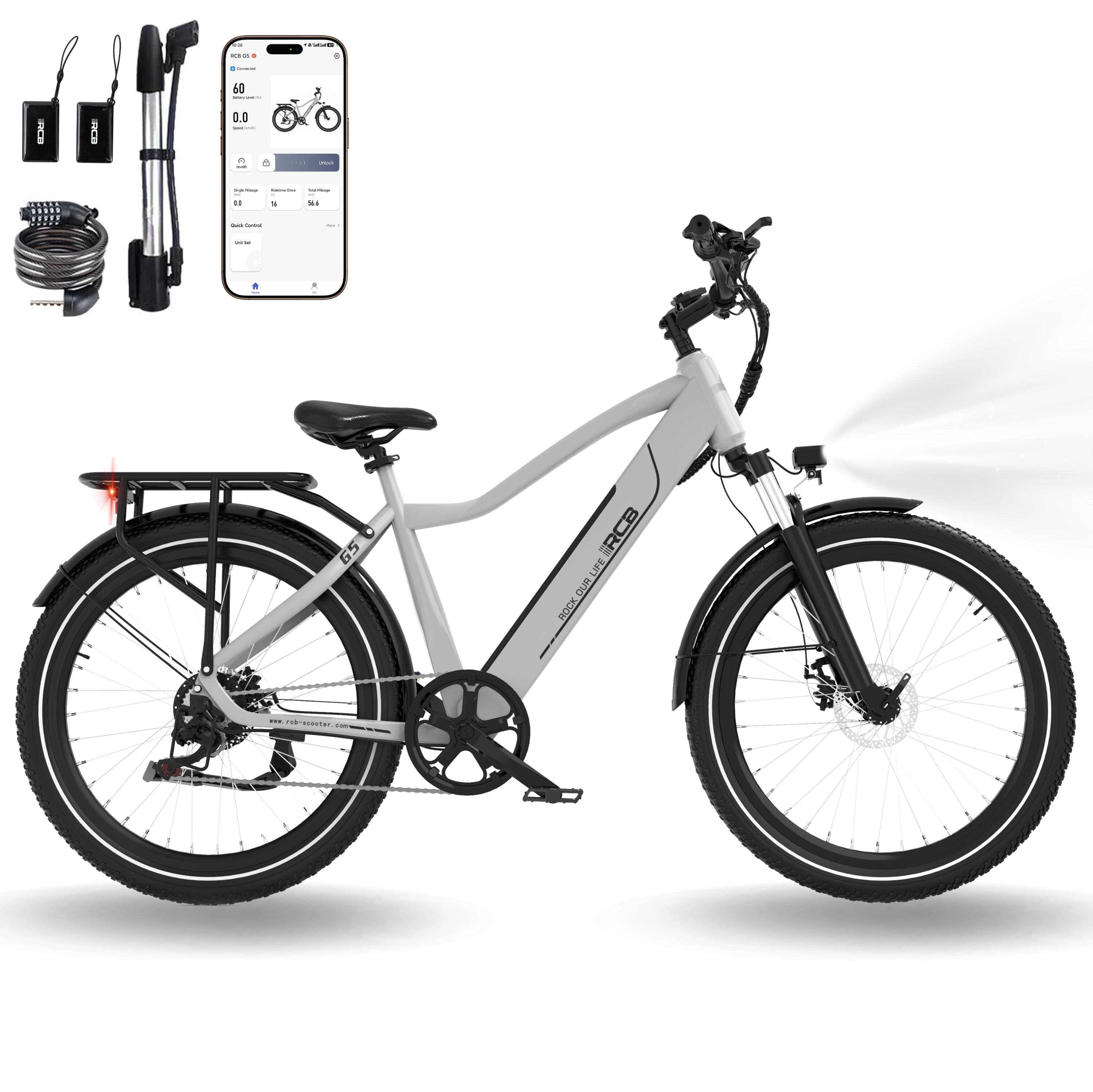 RCB Bici Elettrica per Adulti 27.5" E-Bike, APP & NFC, RCB-G5