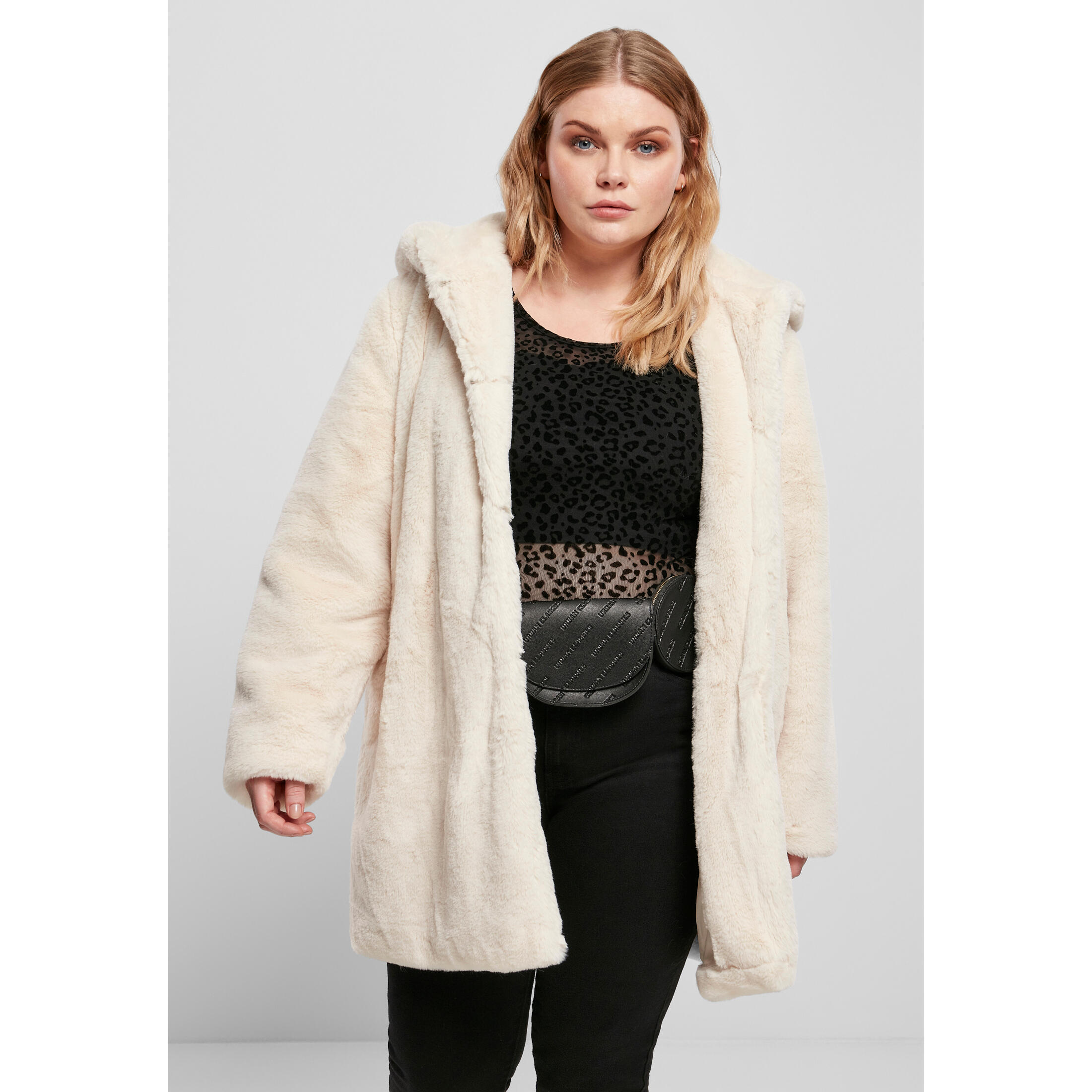 URBAN CLASSICS Giacca con cappuccio da donna Urban Classics teddy coat (grandes tailles)