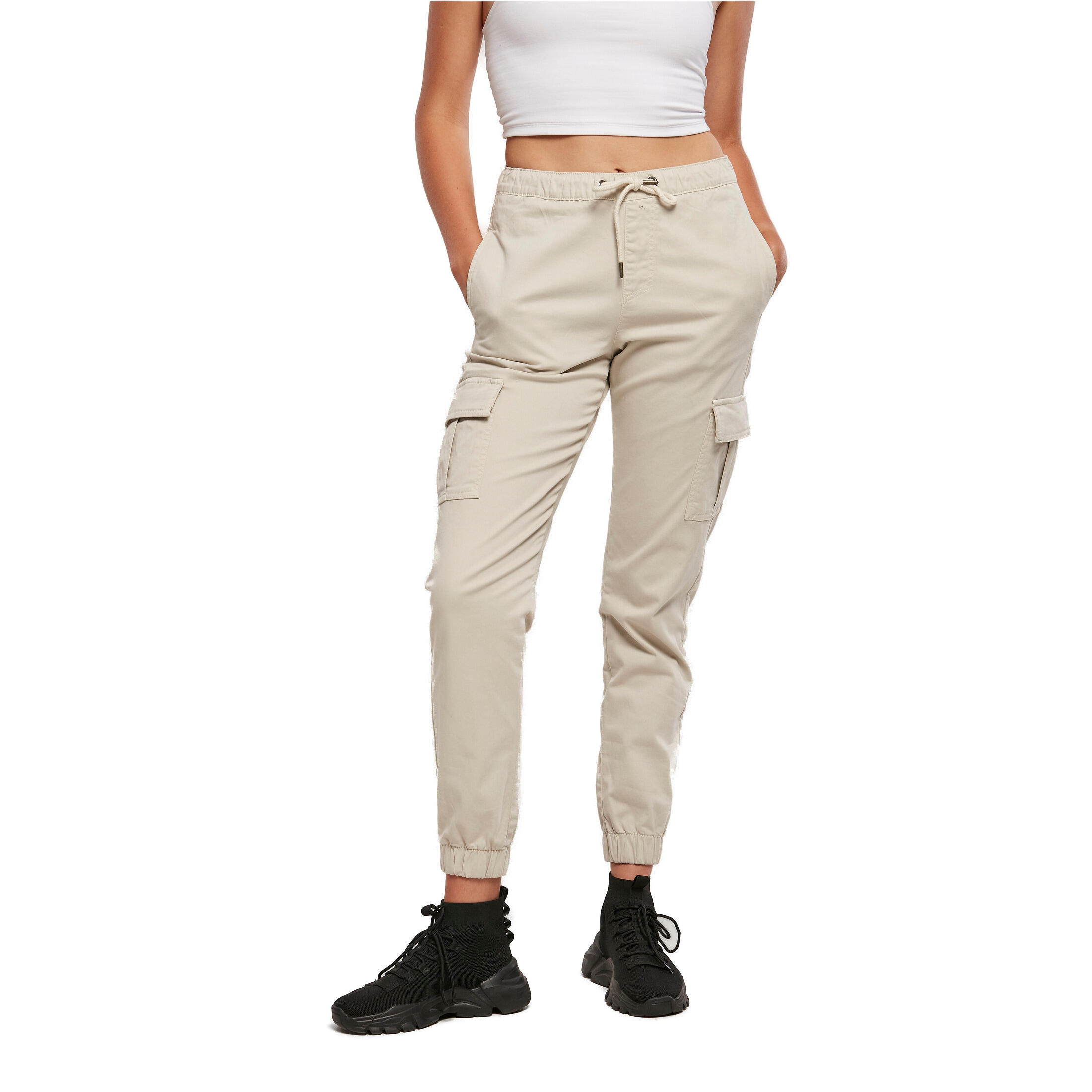 Urban Classics - Pantalon De Jogging Cargo Confortable Taille Haute Femme Urban Classics - Pantalons - Blanc - Decathlon