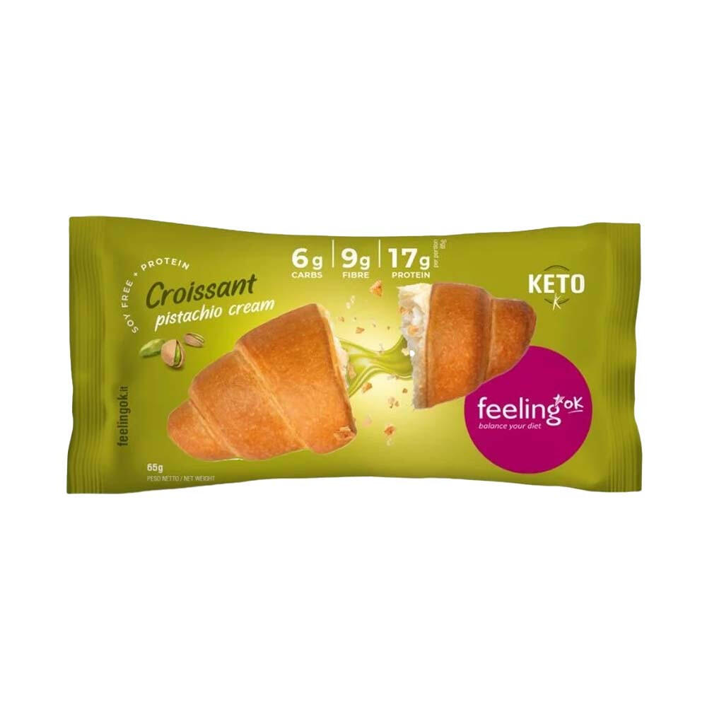 FEELING OK Eiwitkoeken - Pistachecrème Croissant (65g) - Pistache
