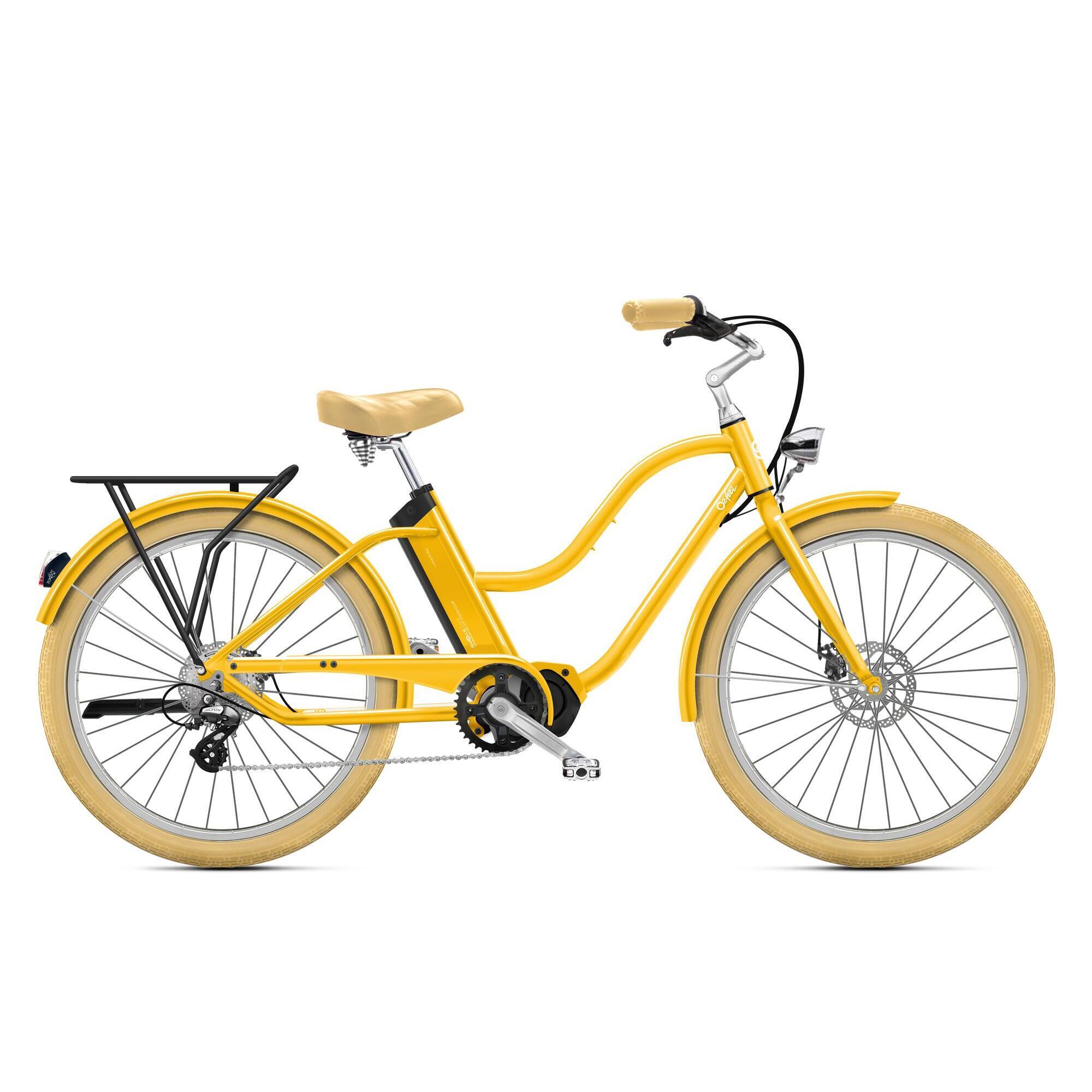 O2 Feel - Vélo Beach Cruiser Électrique -  Ipop City Boost 4.1 Jaune - Vélo Tout Chemin - Jaune - Taille Unique - Decathlon