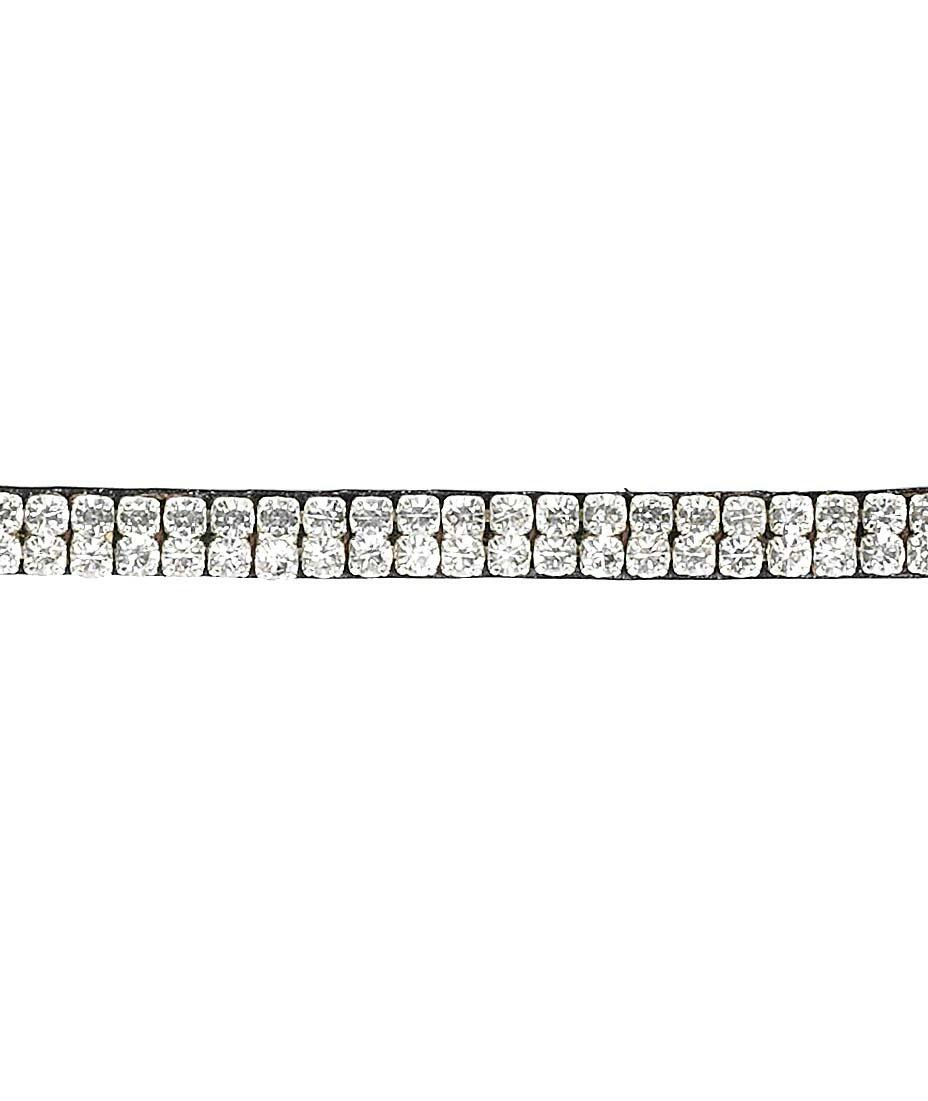 Frontalino Tattini in cuoio sottile decorato con 2 file di strass 2/3