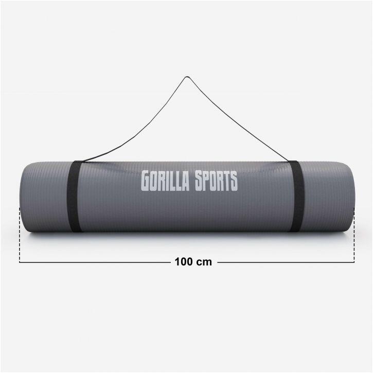 Gorilla Sports Podložka na jógu, 190 x 100 cm, šedá