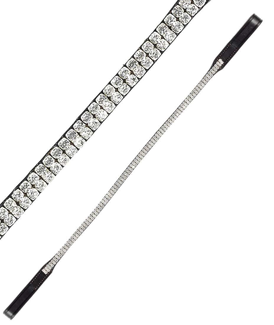 TATTINI Frontalino Tattini in cuoio sottile decorato con 2 file di strass