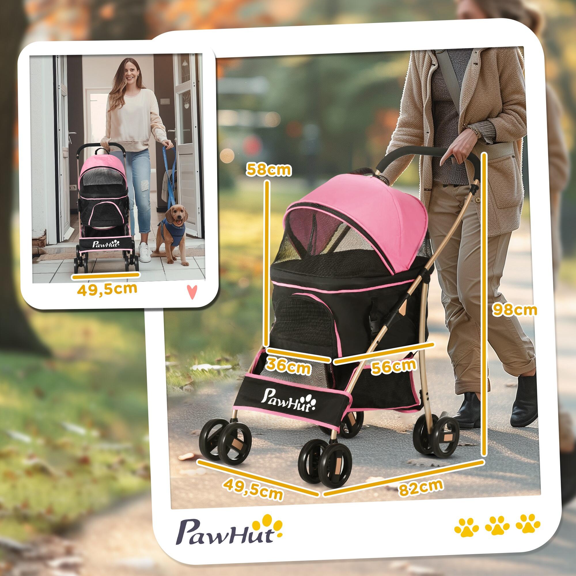 Cochecito para mascotas 3 en 1 con cesta PawHut tela Oxford acero 82x49,5x98 cm 3/6