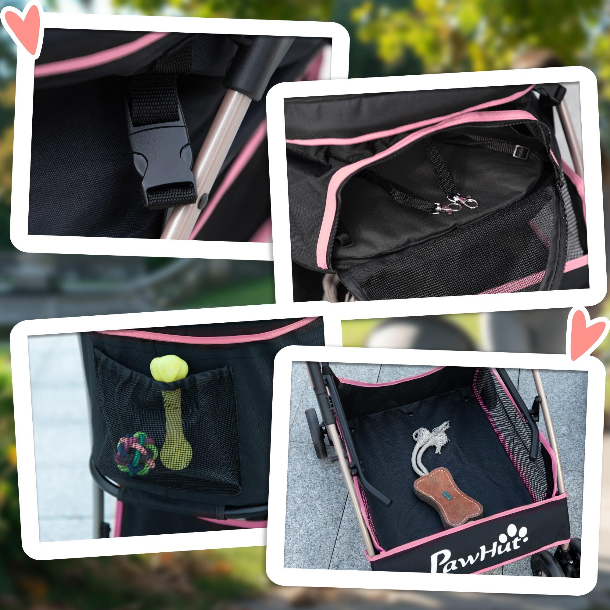Cochecito para mascotas 3 en 1 con cesta PawHut tela Oxford acero 82x49,5x98 cm 4/6