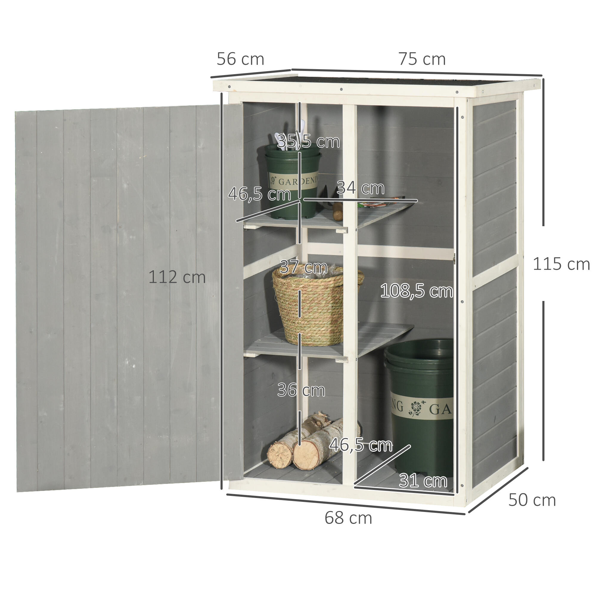 Outsunny Almacenamiento equitación 75x56x115 cm 3/6