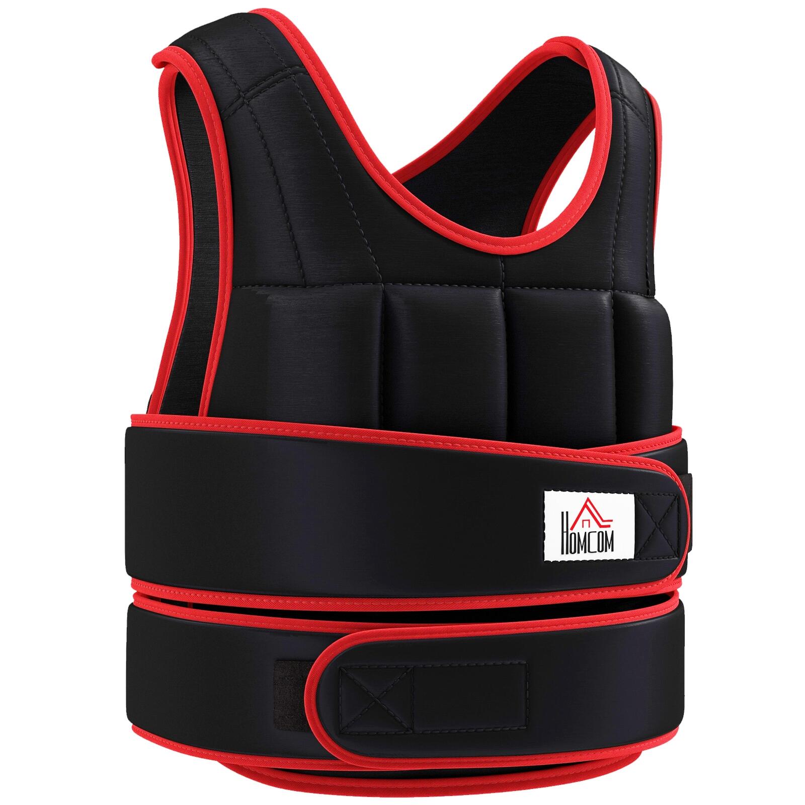 Colete de Treino com Peso Ajustável 40x59 cm Preto e Vermelho HOMCOM
