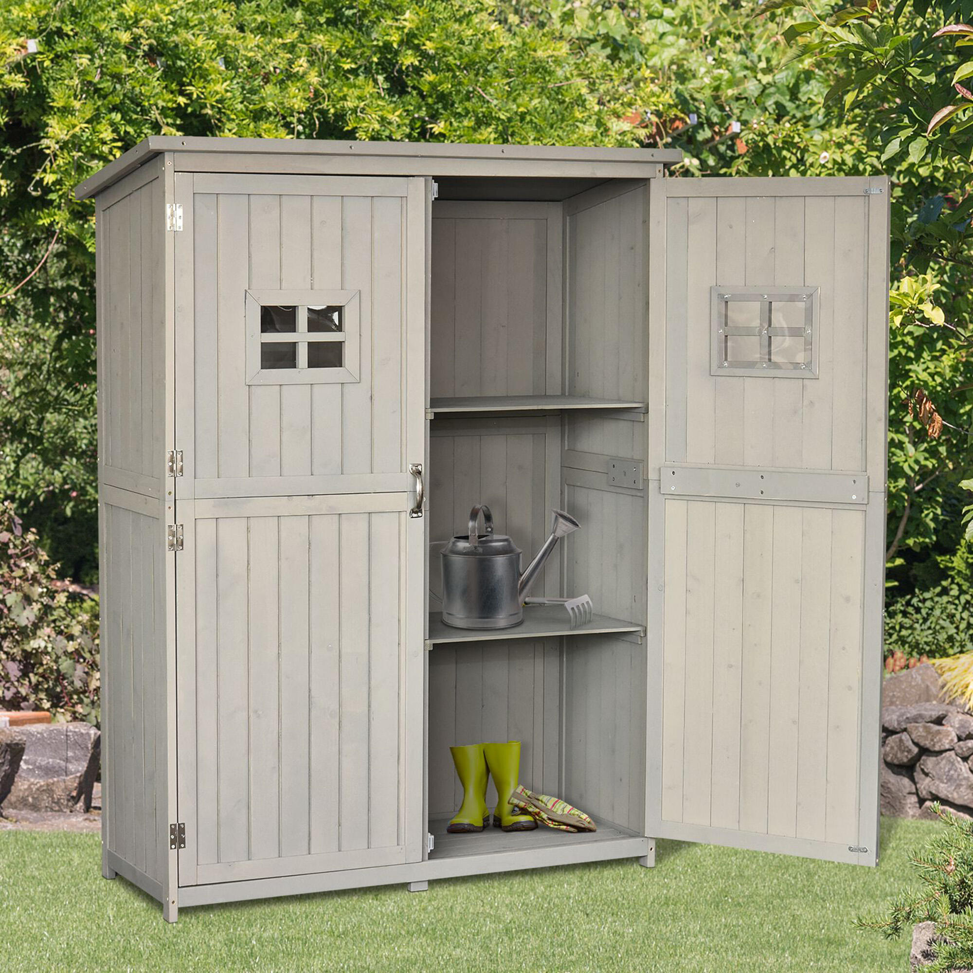 Cobertizo de Madera Outsunny 127.5x50x164 cm Gris 2/6