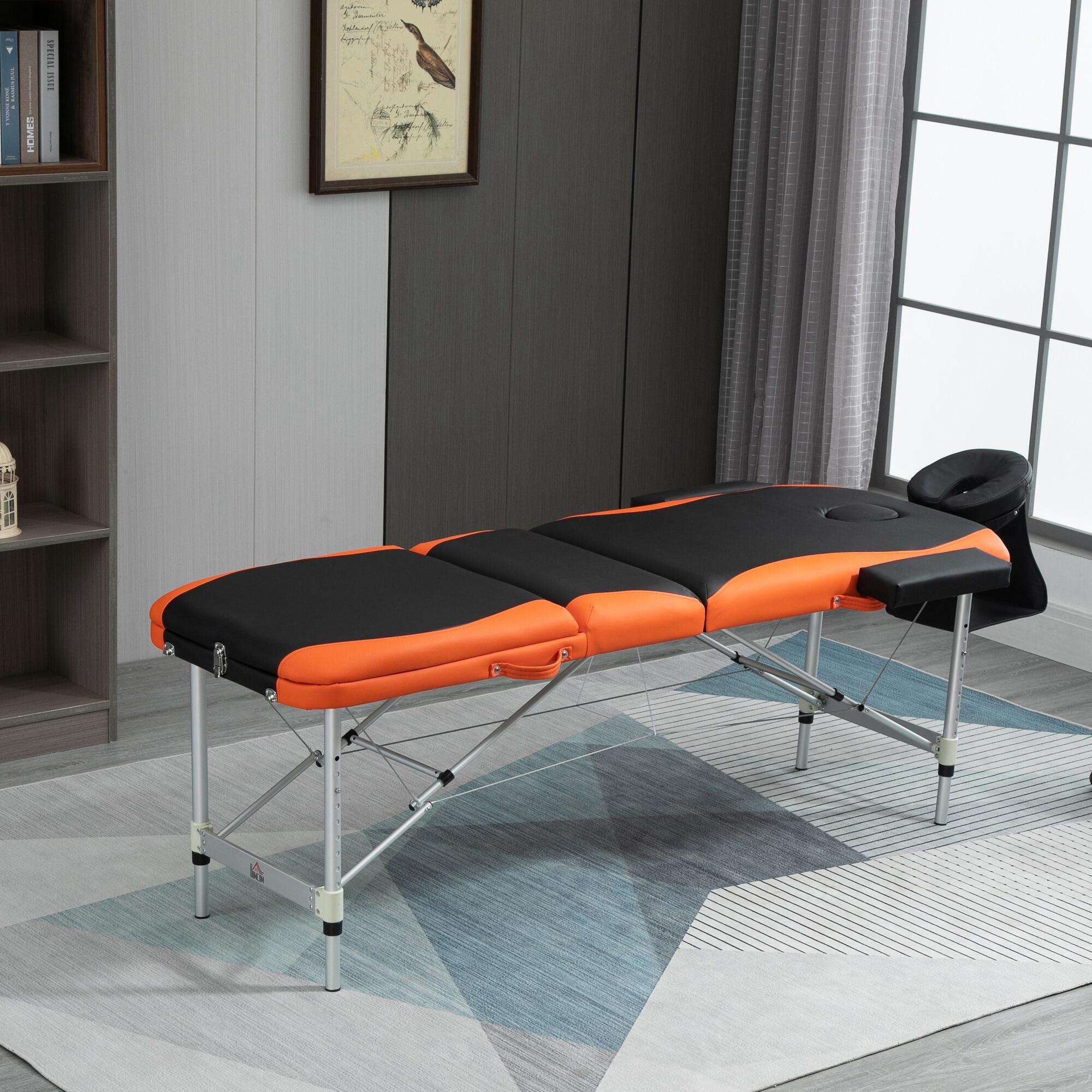 Camilla de Masaje Plegable HOMCOM 185x60x82 cm negro y naranja 2/6
