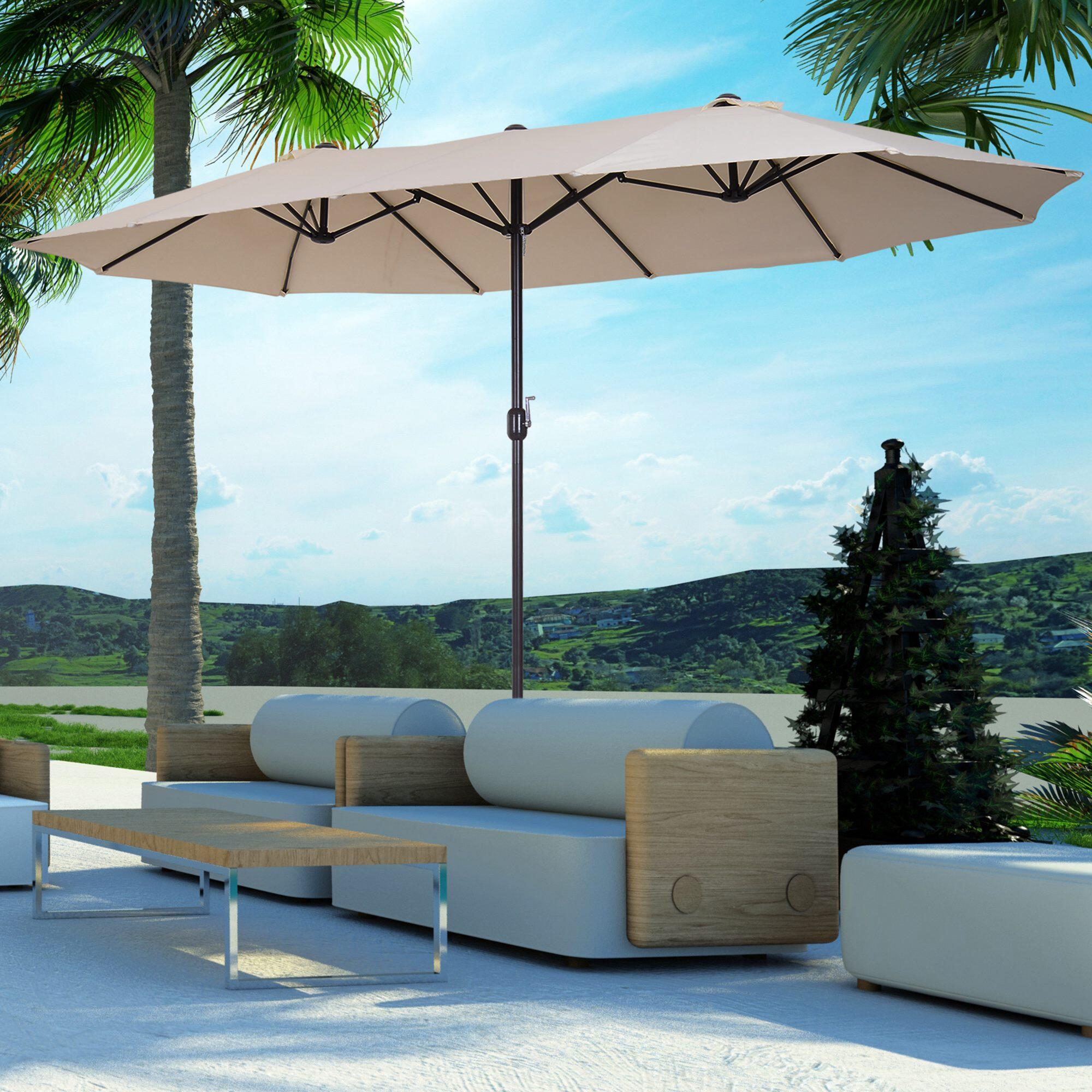 Sombrilla Outsunny 455x265x238 cm Beige 2/7