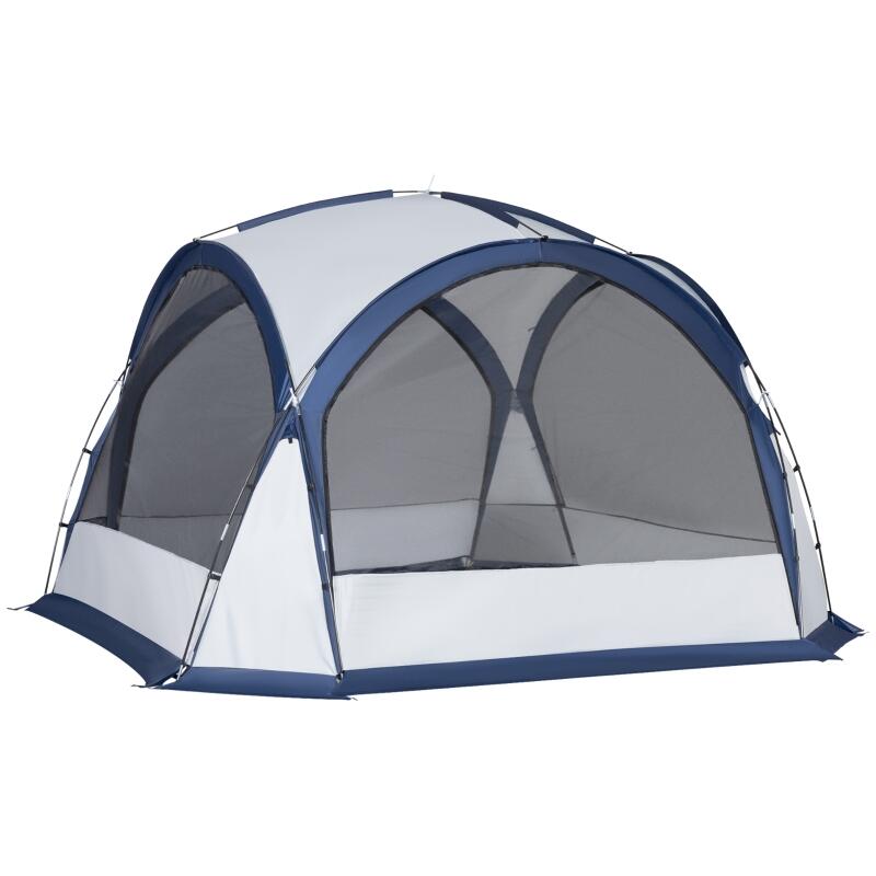 OUTSUNNY Sala de campismo 6-8 Pessoas 350x350x230cm Branco e Azul