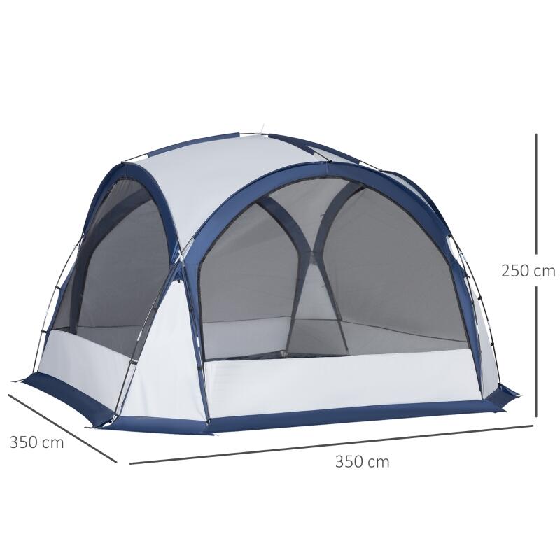 Sala de campismo 6-8 Pessoas 350x350x230cm Branco e Azul 4/7
