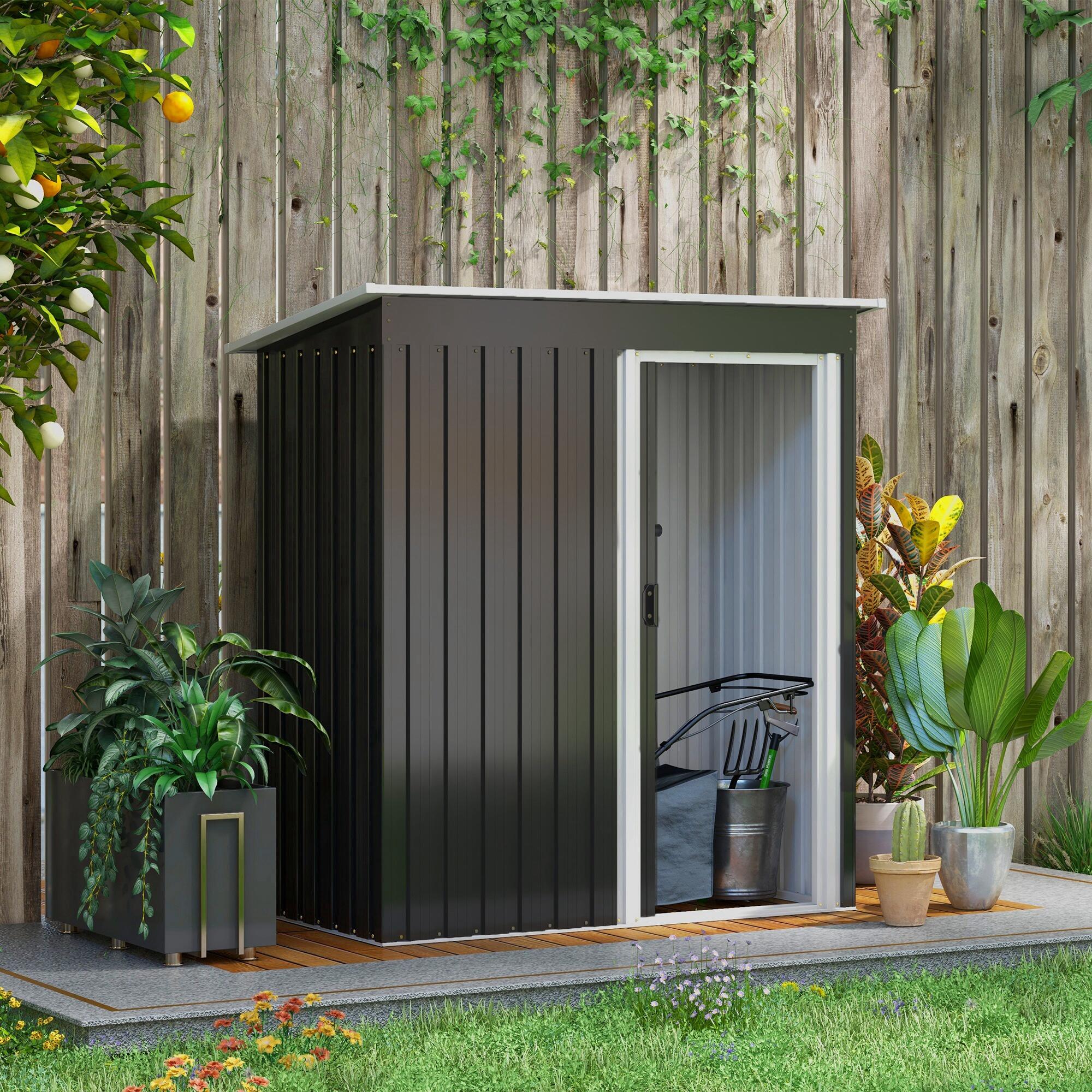 Cobertizo de Jardín Outsunny 163x89x182 cm Negro 2/7