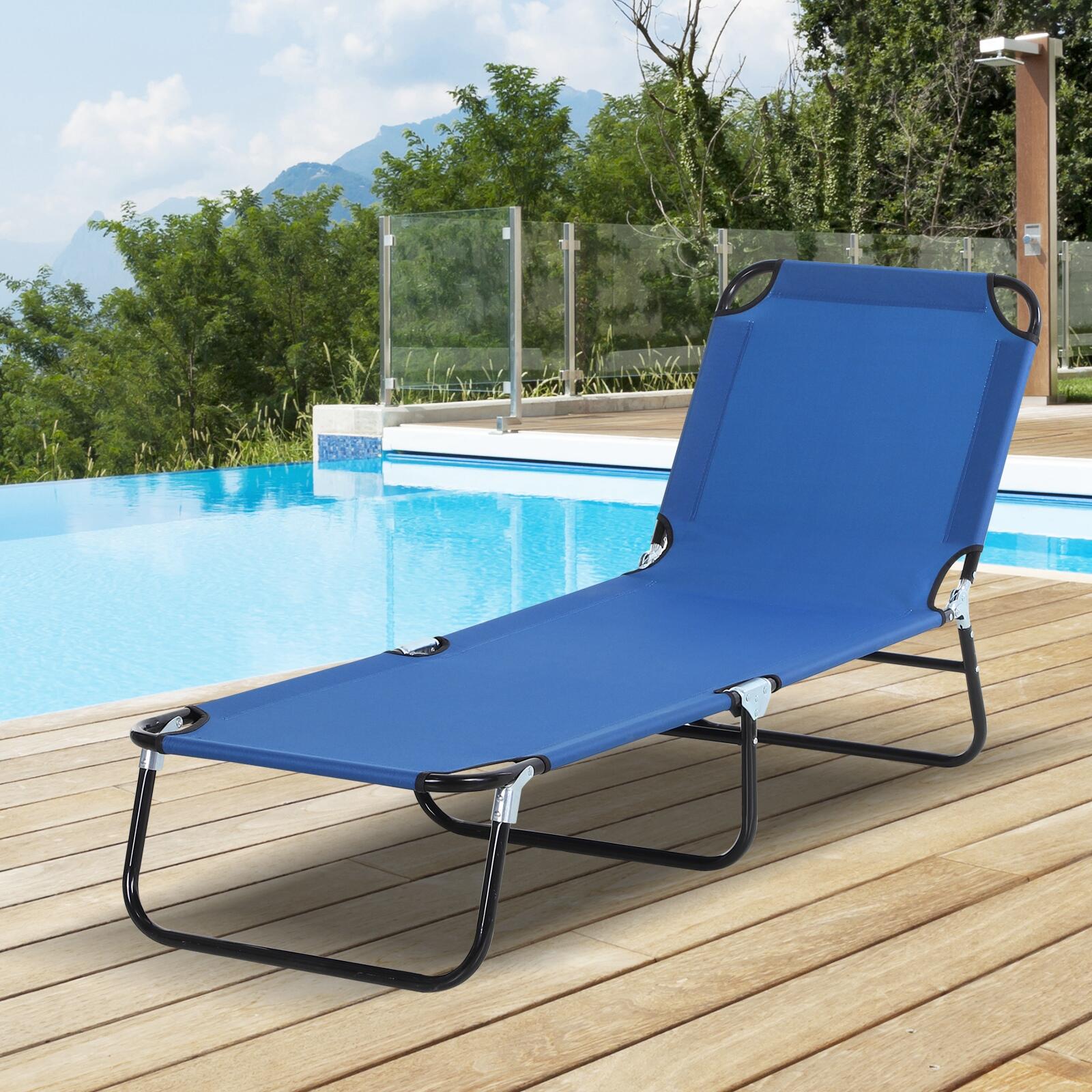 Tumbona Plegable Outsunny 188x56x28 cm Azul 2/6