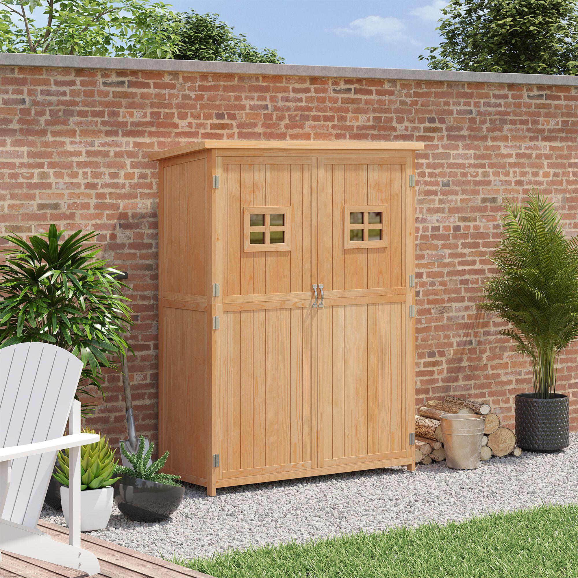 Cobertizo de Madera Outsunny 127.5x50x164 cm Madera Natural 2/7