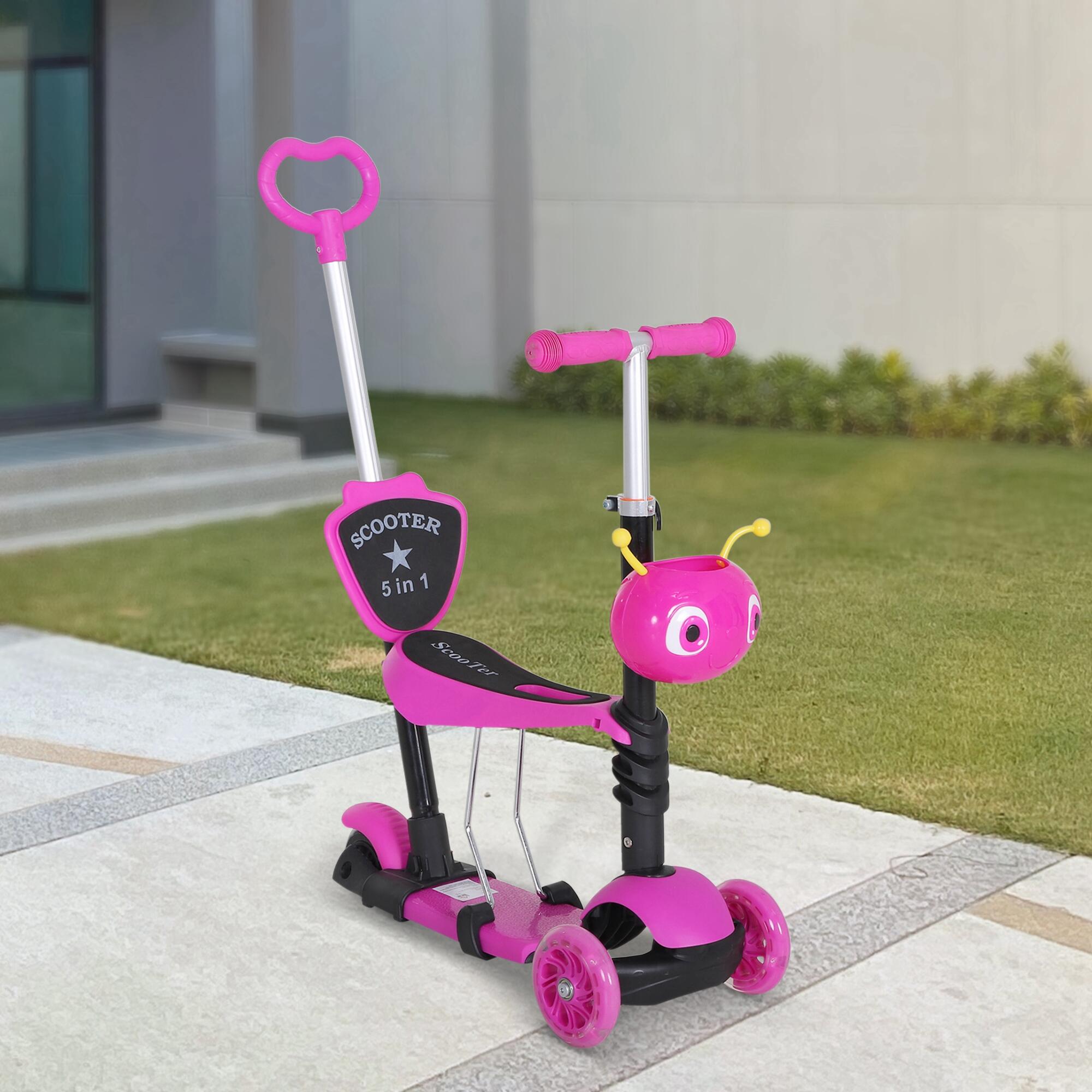 Trotinete para crianças 62x25x72,5 cm Rosa HOMCOM 2/5