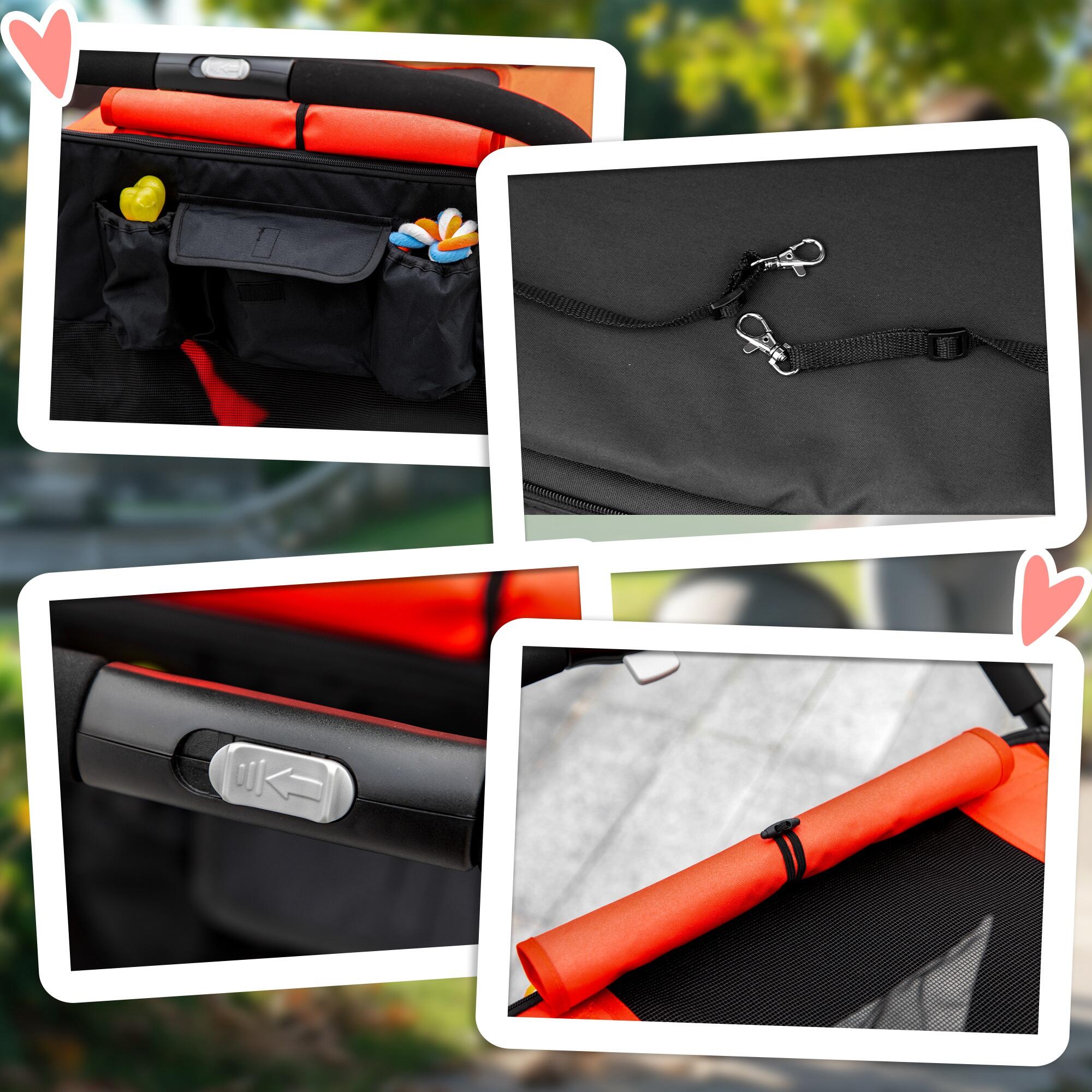 Cochecito para Mascotas PawHut 112x65x100 cm Rojo 4/6