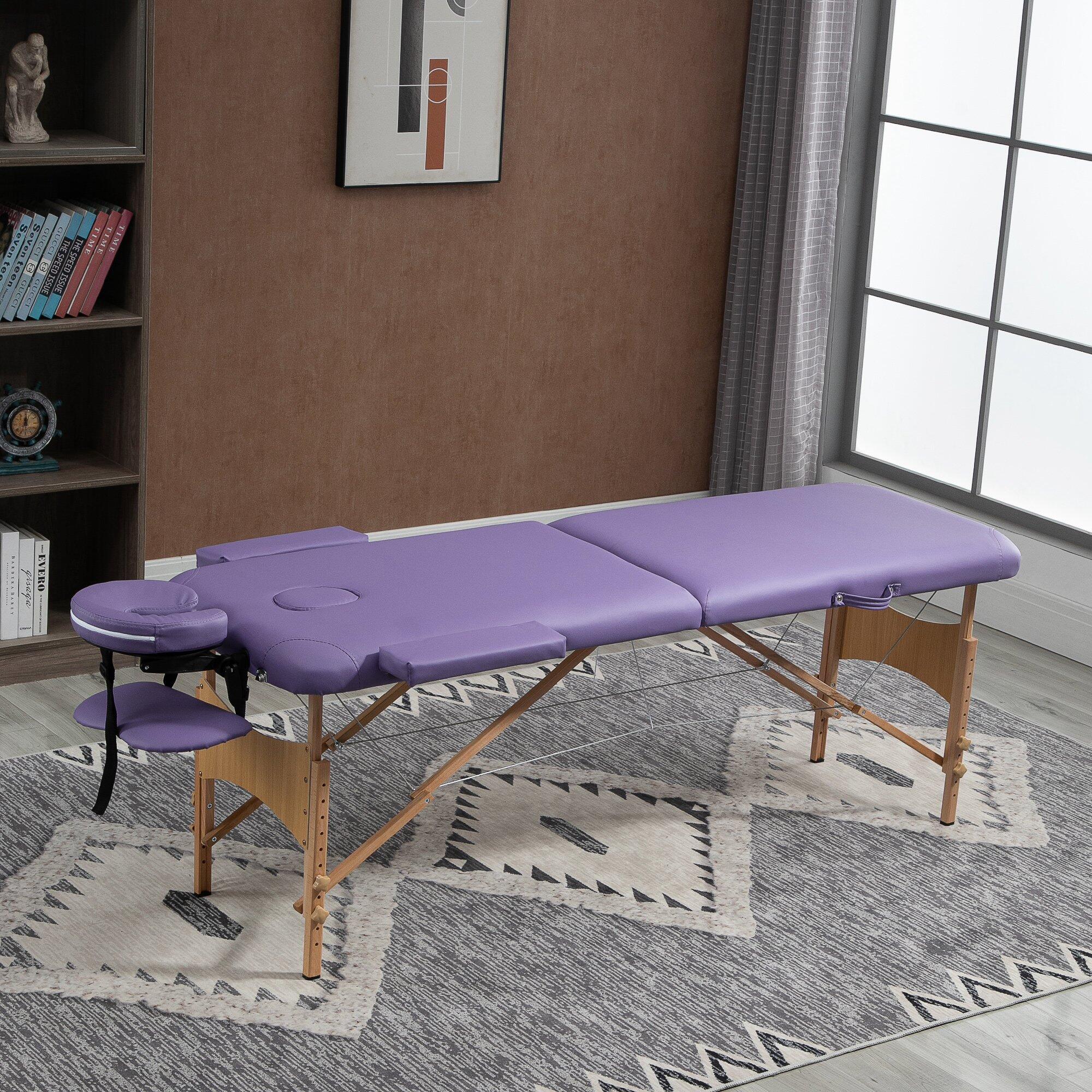Marquesa de Massagem Dobrável homcom 182x60x61-88 cm Roxo 2/6