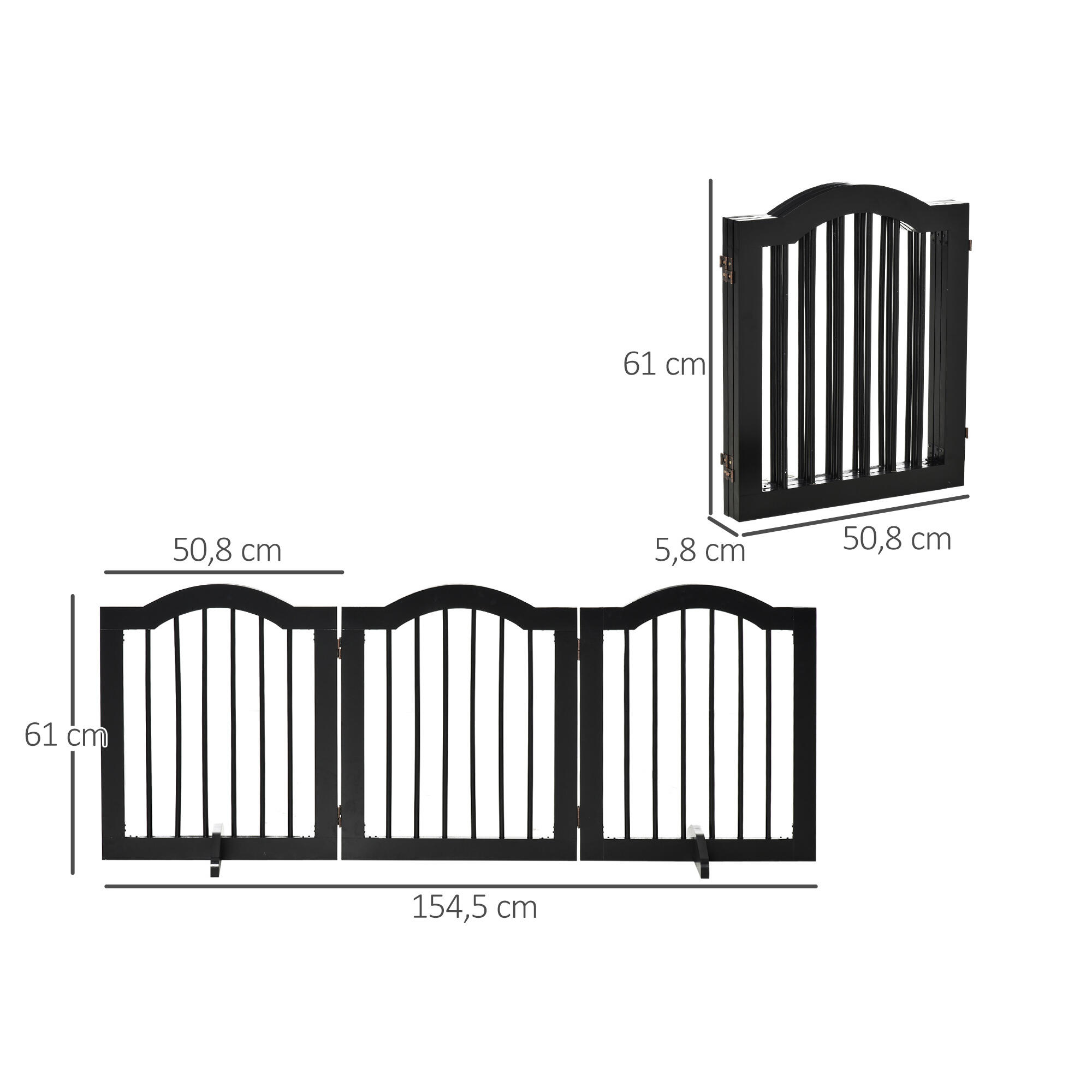 Barreira de segurança 154,5x29,5x61 cm preto PawHut 3/6
