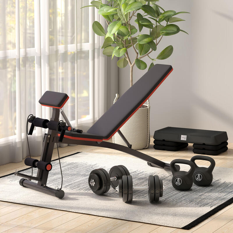 Conjunto de Halteres HOMCOM Total 50 kg Preto
