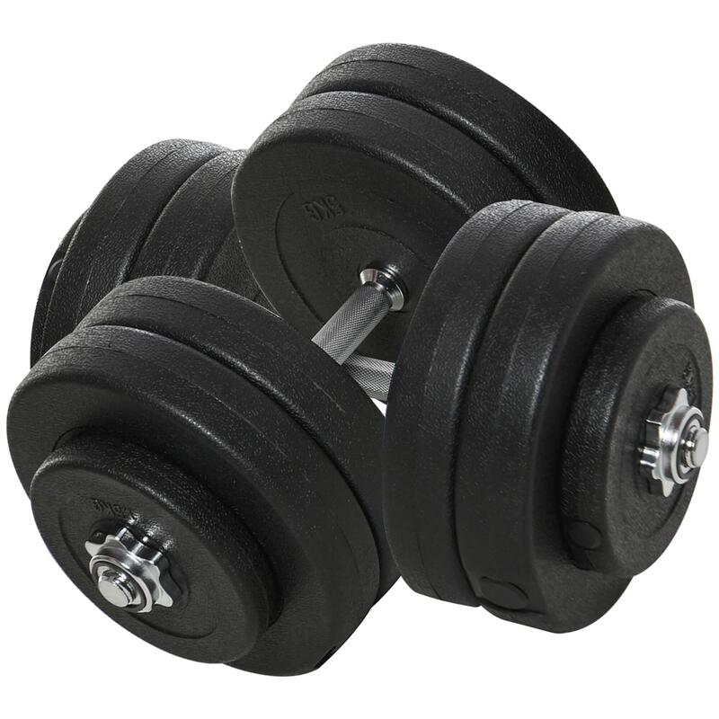 Conjunto de Halteres HOMCOM Total 50 kg Preto