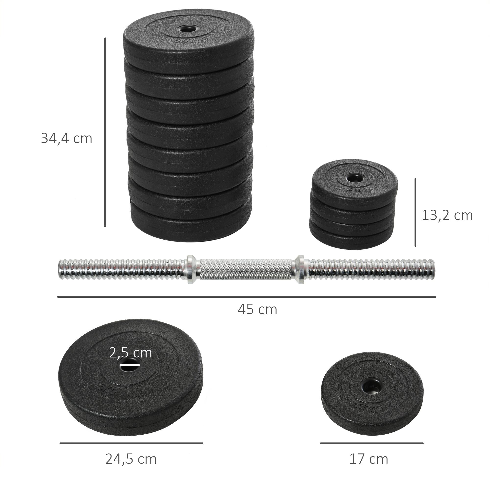 Conjunto de Halteres HOMCOM Total 50 kg Preto 3/6