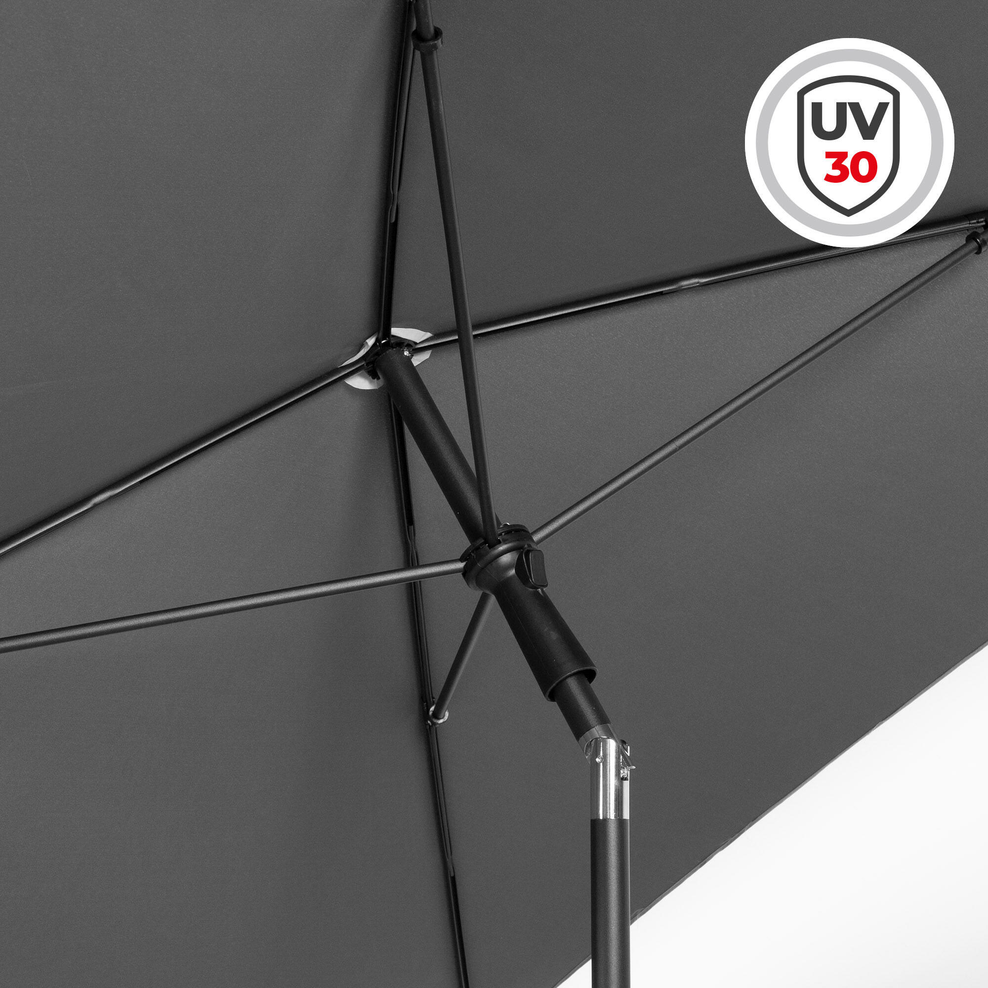 Aktive Parasol de jardin carré 175x175 cm gris avec mât inclinable 3/7