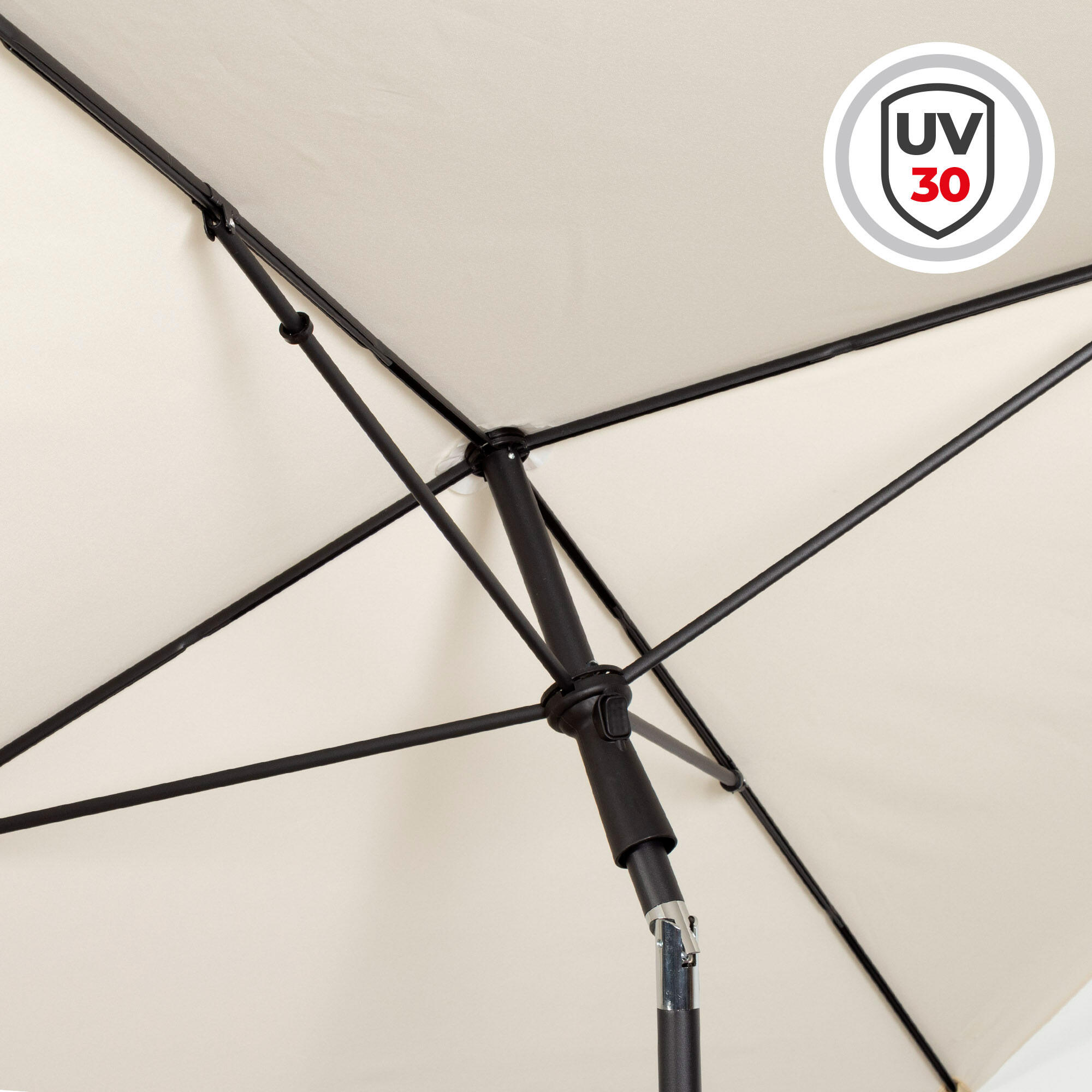 Parasol de jardin carré 175x175 cm beige avec mât inclinable 3/7