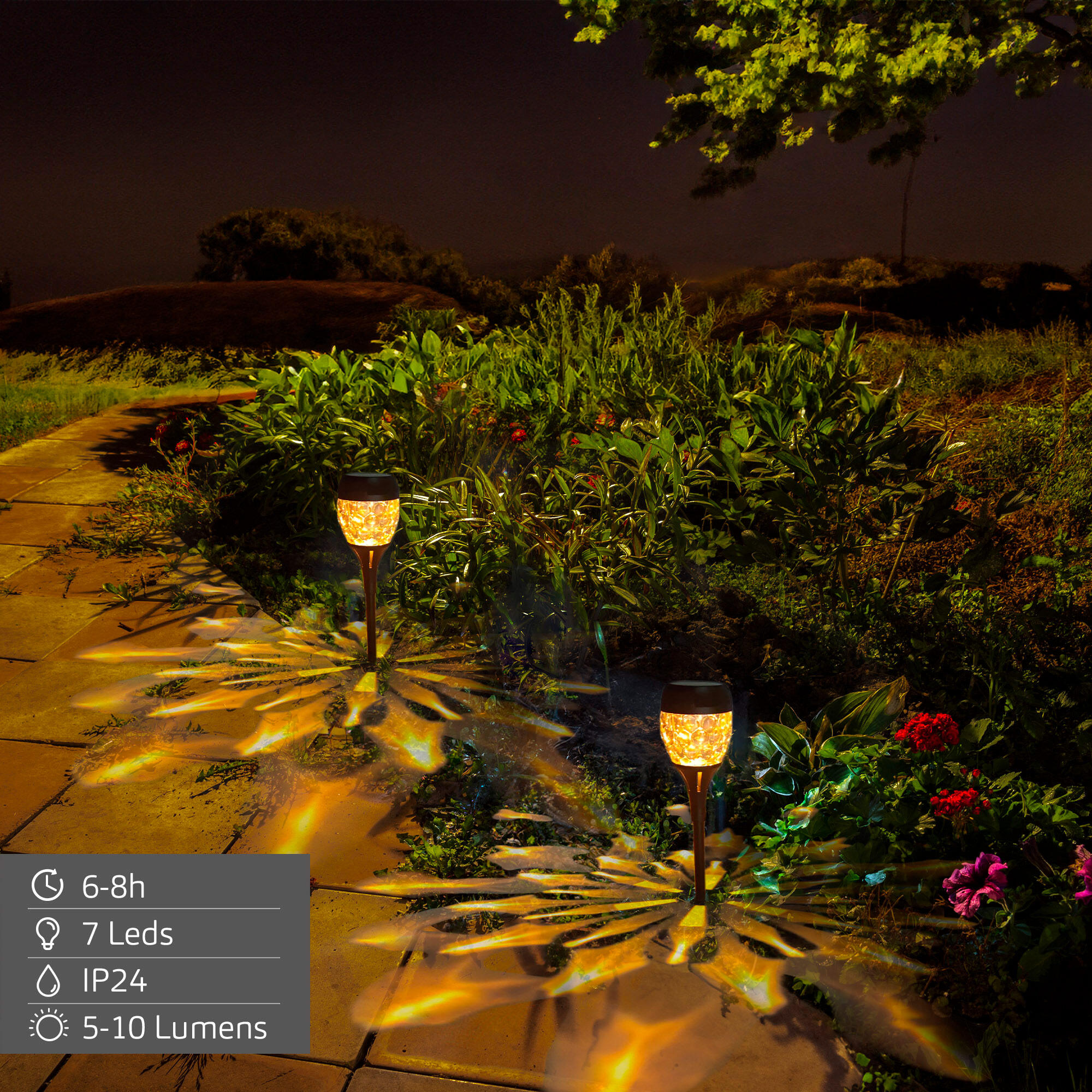 Aktive Lot de 12 balises solaires LED 5-10 lumens avec projection décorative 3/7