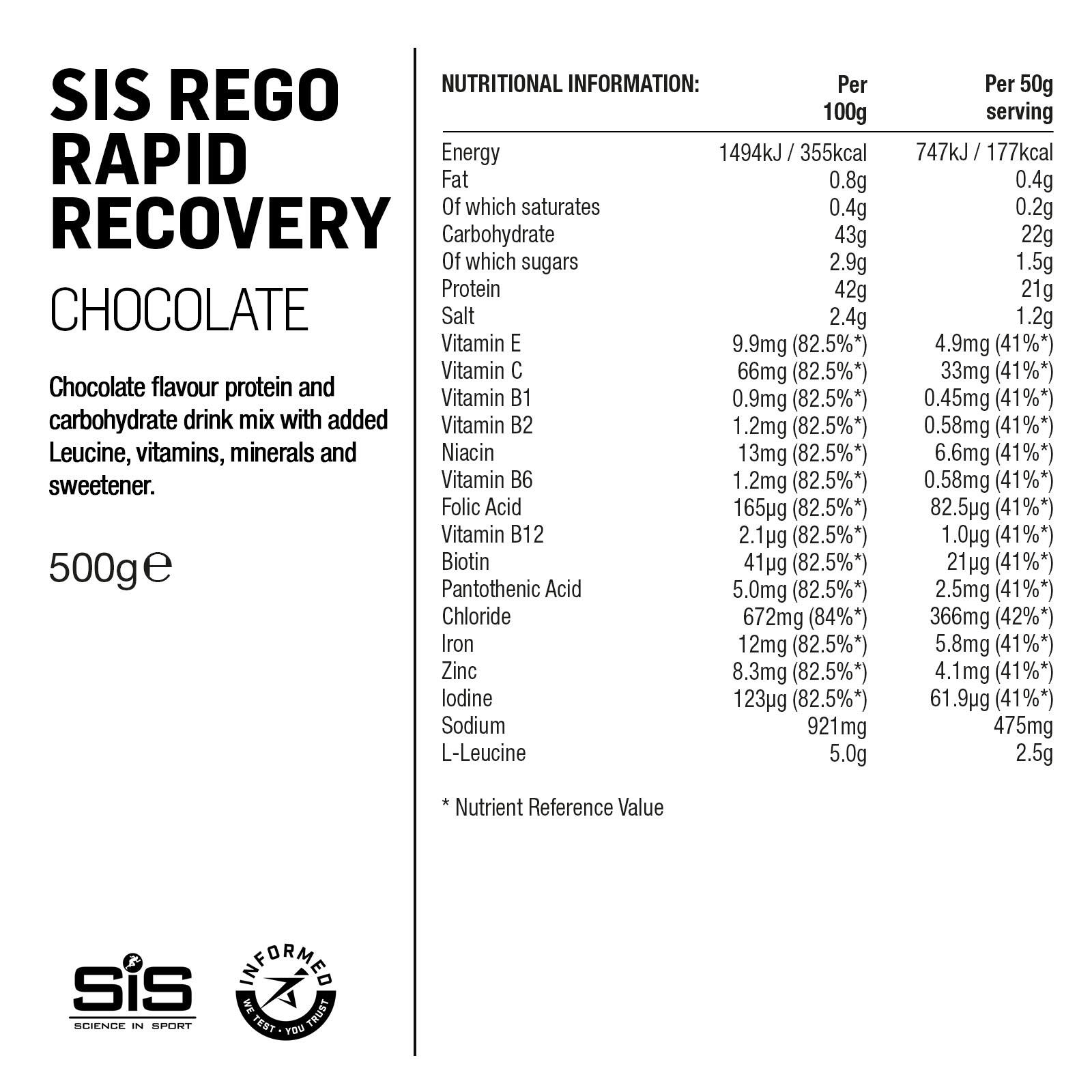 REGO Rapid Recovery - 21g Protein - Chocolate - 500g 7/7
