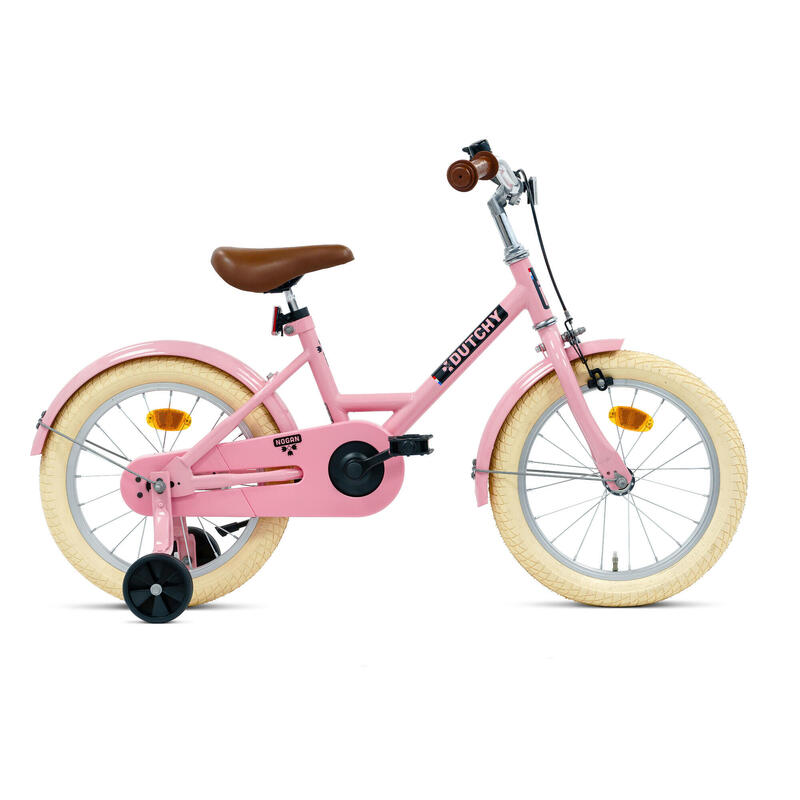 Vélo enfant Nogan Dutchy - 16 pouces - Rose brillant - Avec roulettes