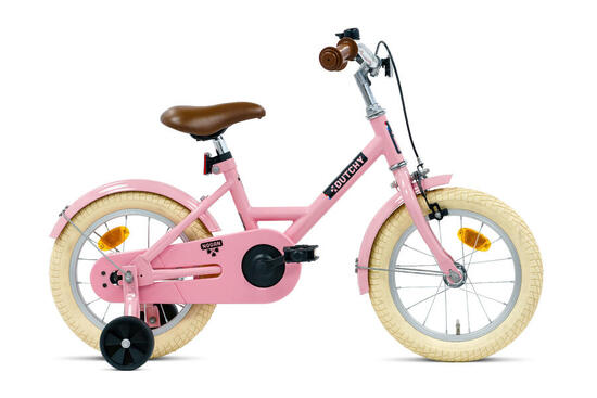 Vélo enfant Nogan Dutchy - 14 pouces - Rose brillant - Avec roulettes