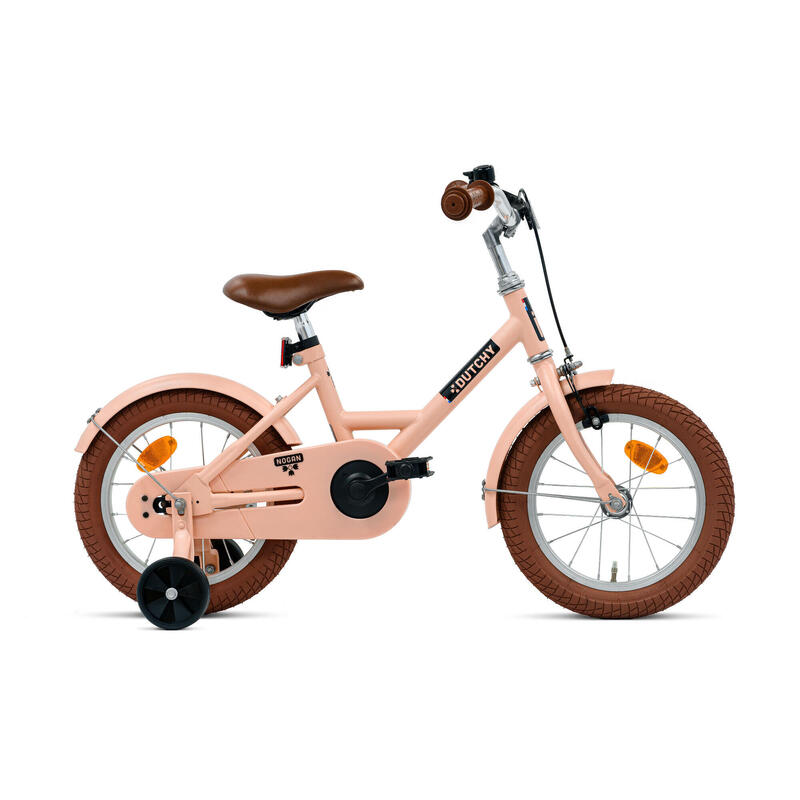 Vélo enfant Nogan Dutchy - 14 pouces - Rose mat - Avec roulettes