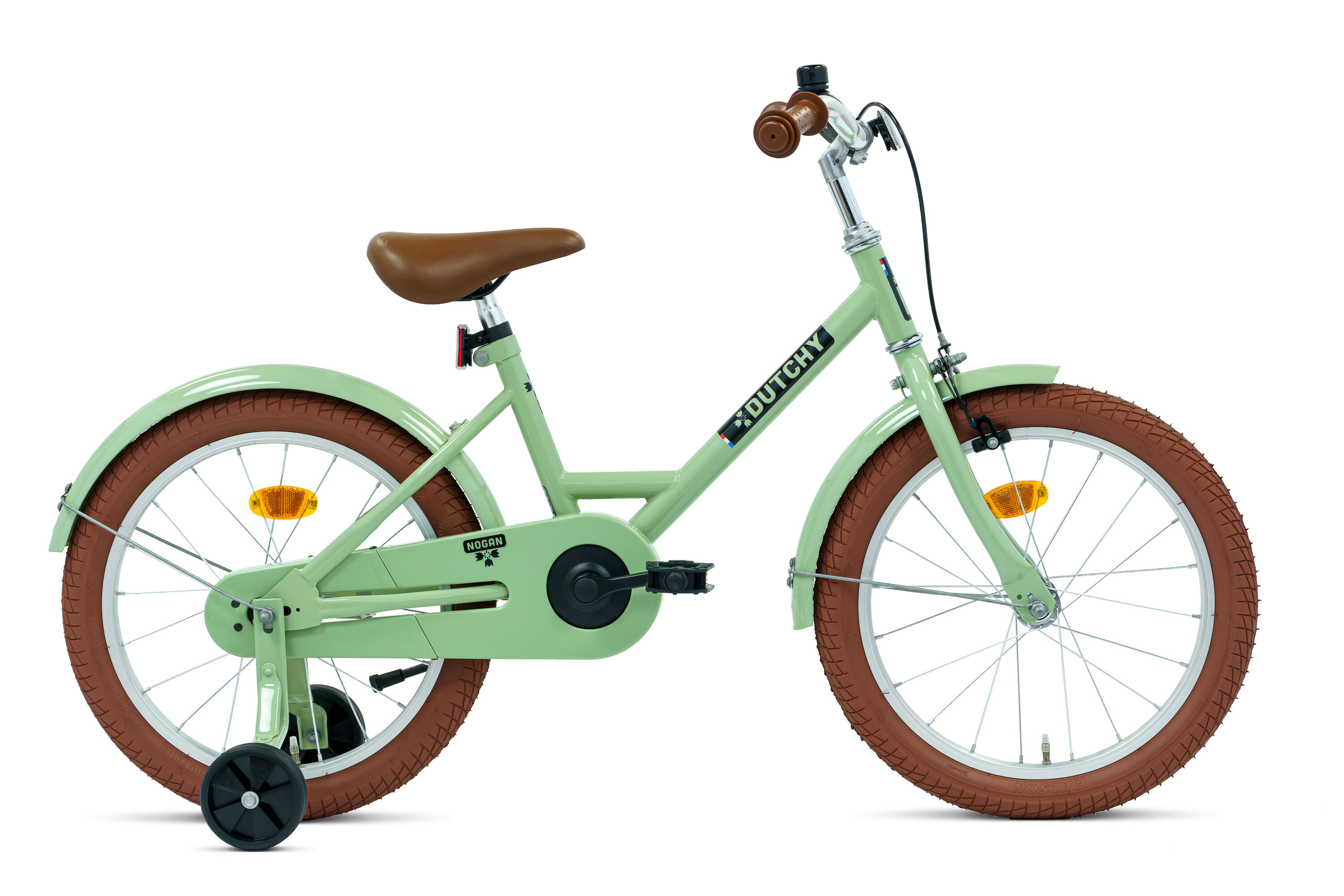 NOGAN Nogan Dutchy Kinderfahrrad - 18 Zoll - Grün - Inklusive Stützräder