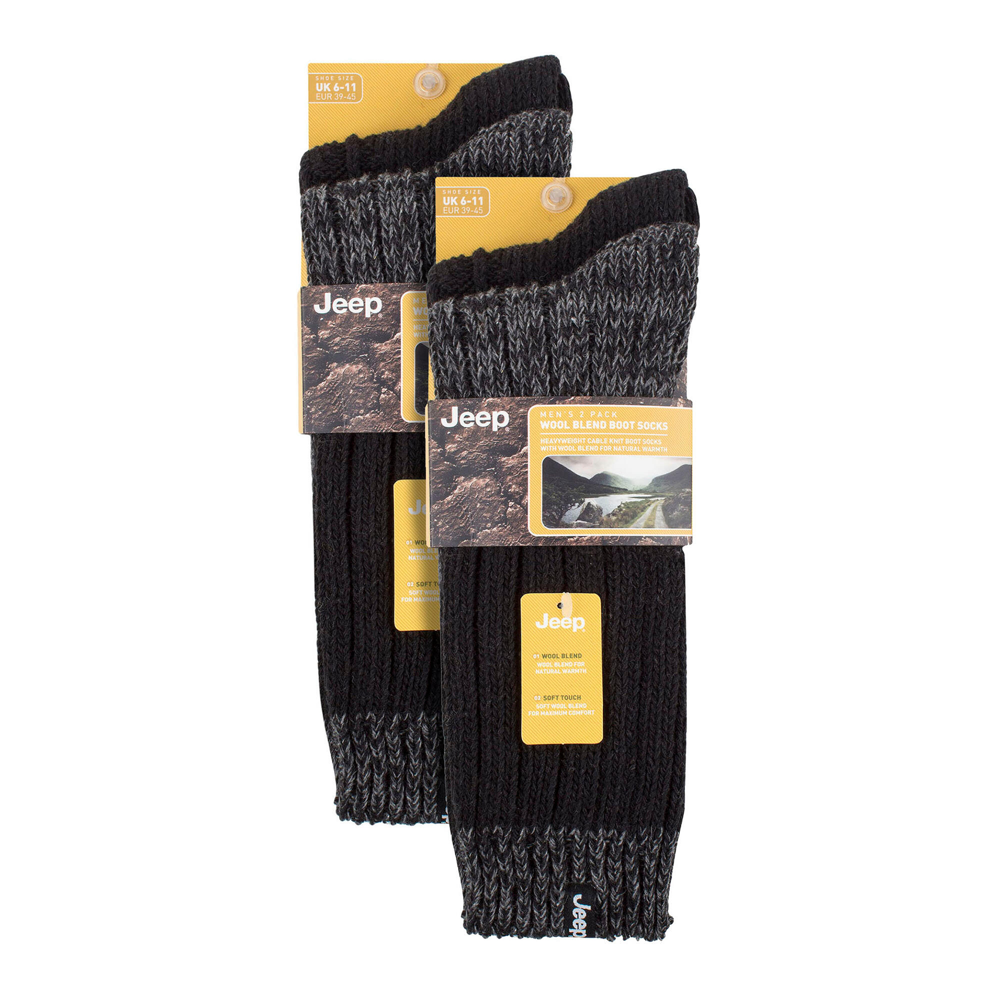 Mens 4 Pack Wool Hiking Socks | Ribbed Cable Knit Wool Blend Boot Socks 2/4