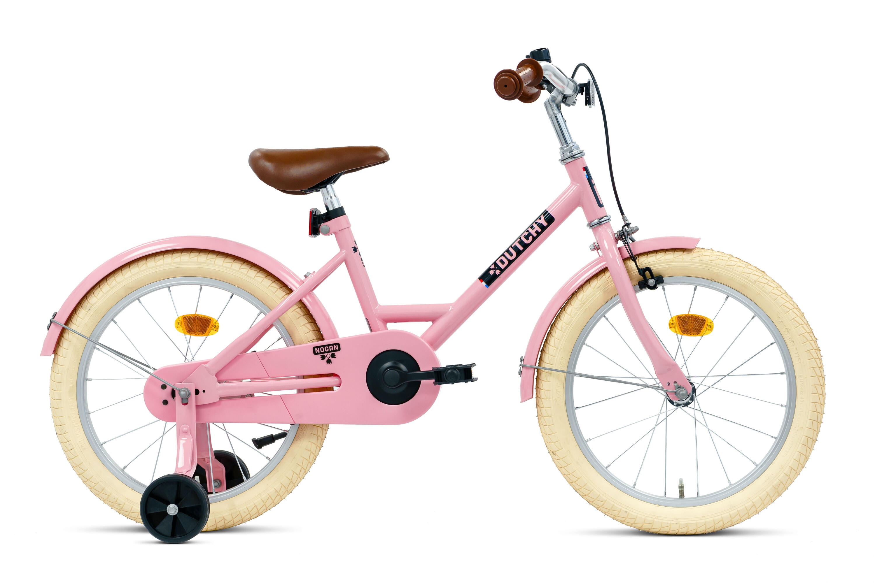 NOGAN Nogan Dutchy Kinderfahrrad - 18 Zoll - Glanz-Rosa - Inklusive Stützräder